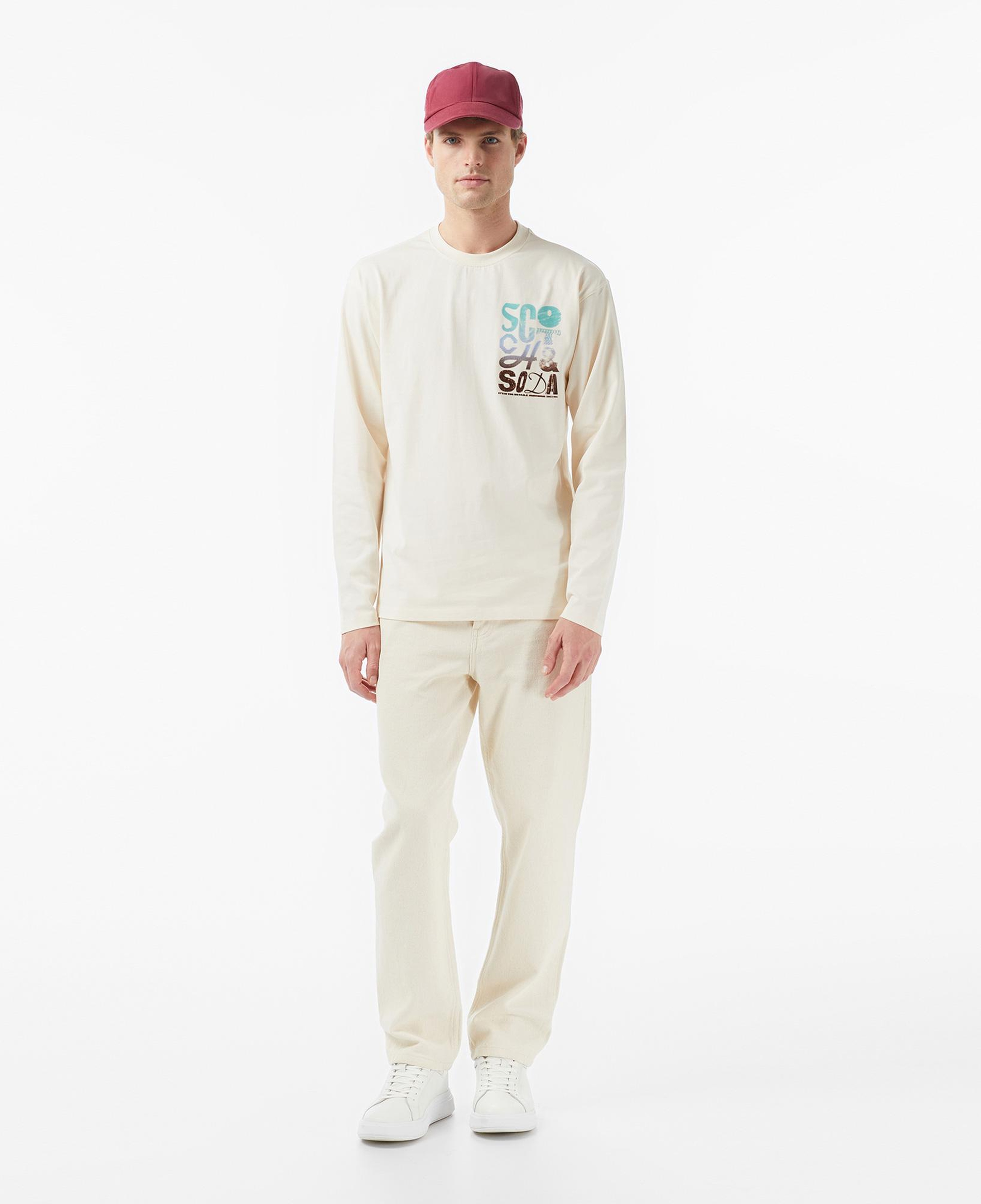 Scotch&Soda Relaxed Fit Artwork Erkek Bej T-Shirt