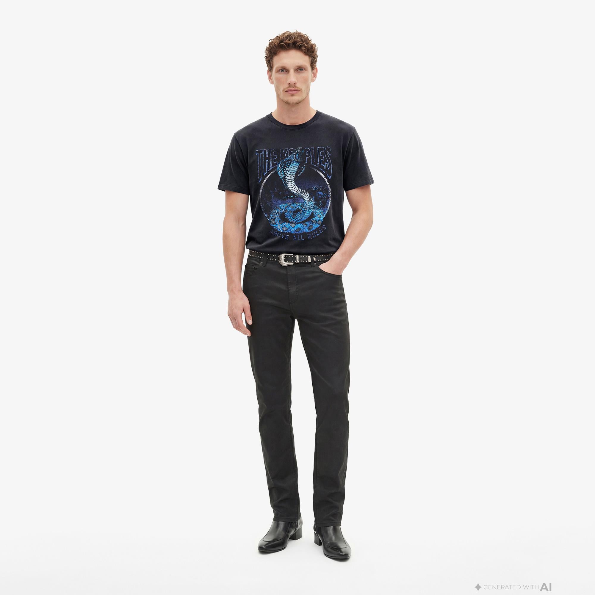 THE KOOPLES ERKEK BİSİKLET YAKA KISA KOLLU SİYAH T-SHIRT