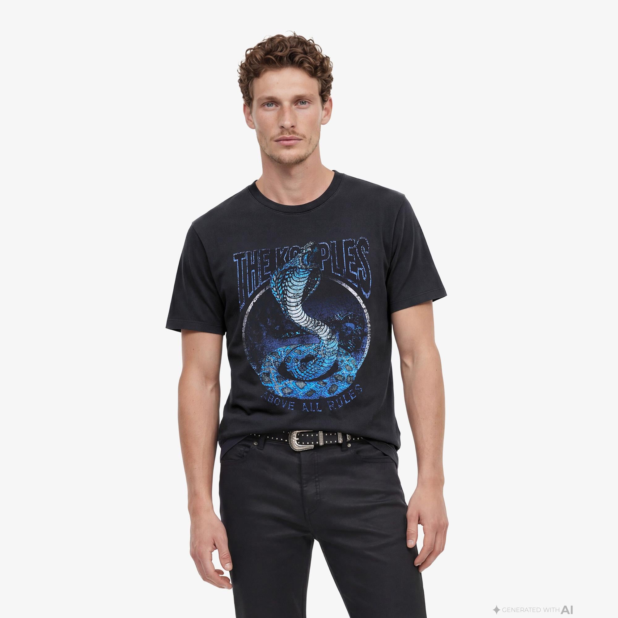 THE KOOPLES ERKEK BİSİKLET YAKA KISA KOLLU SİYAH T-SHIRT