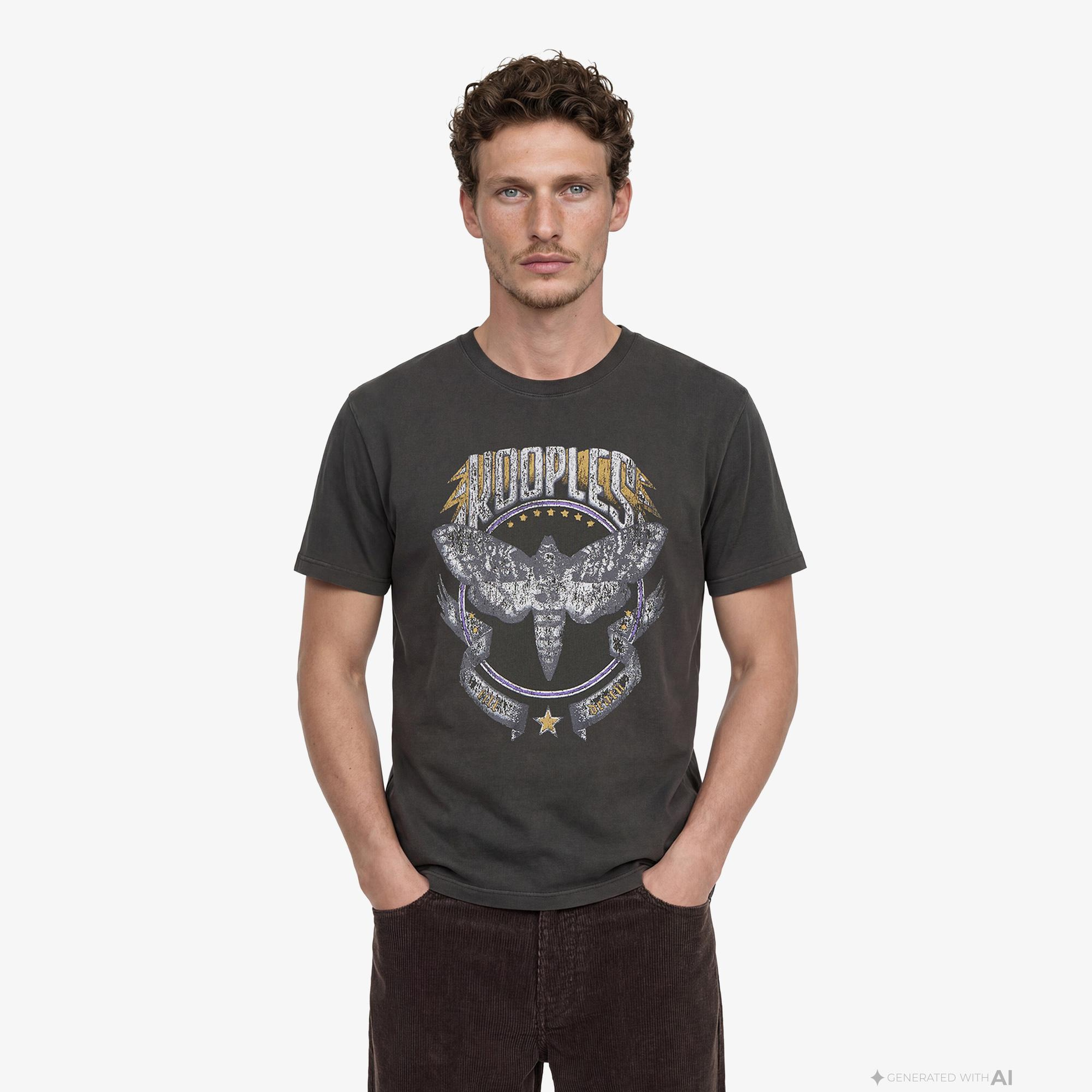 ERKEK BASKILI GRİ T-SHIRT