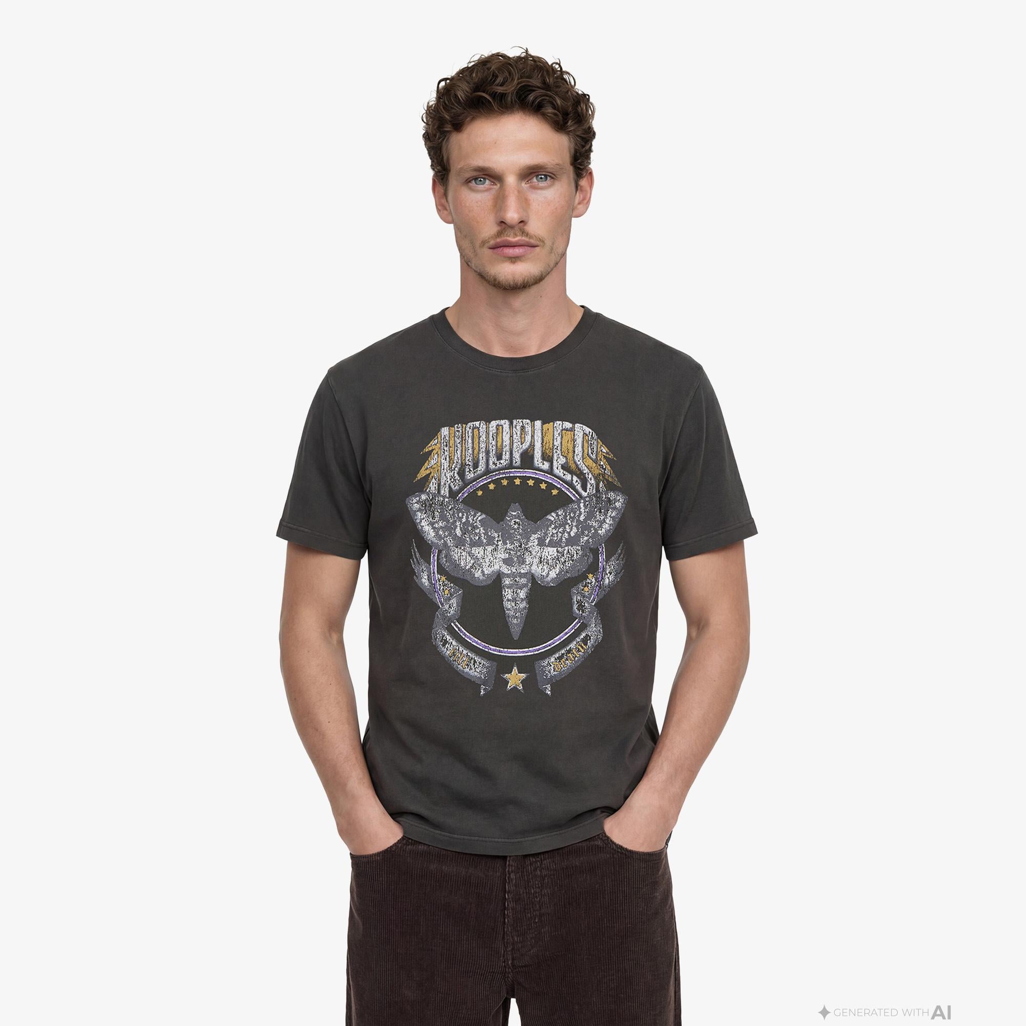 ERKEK BASKILI GRİ T-SHIRT
