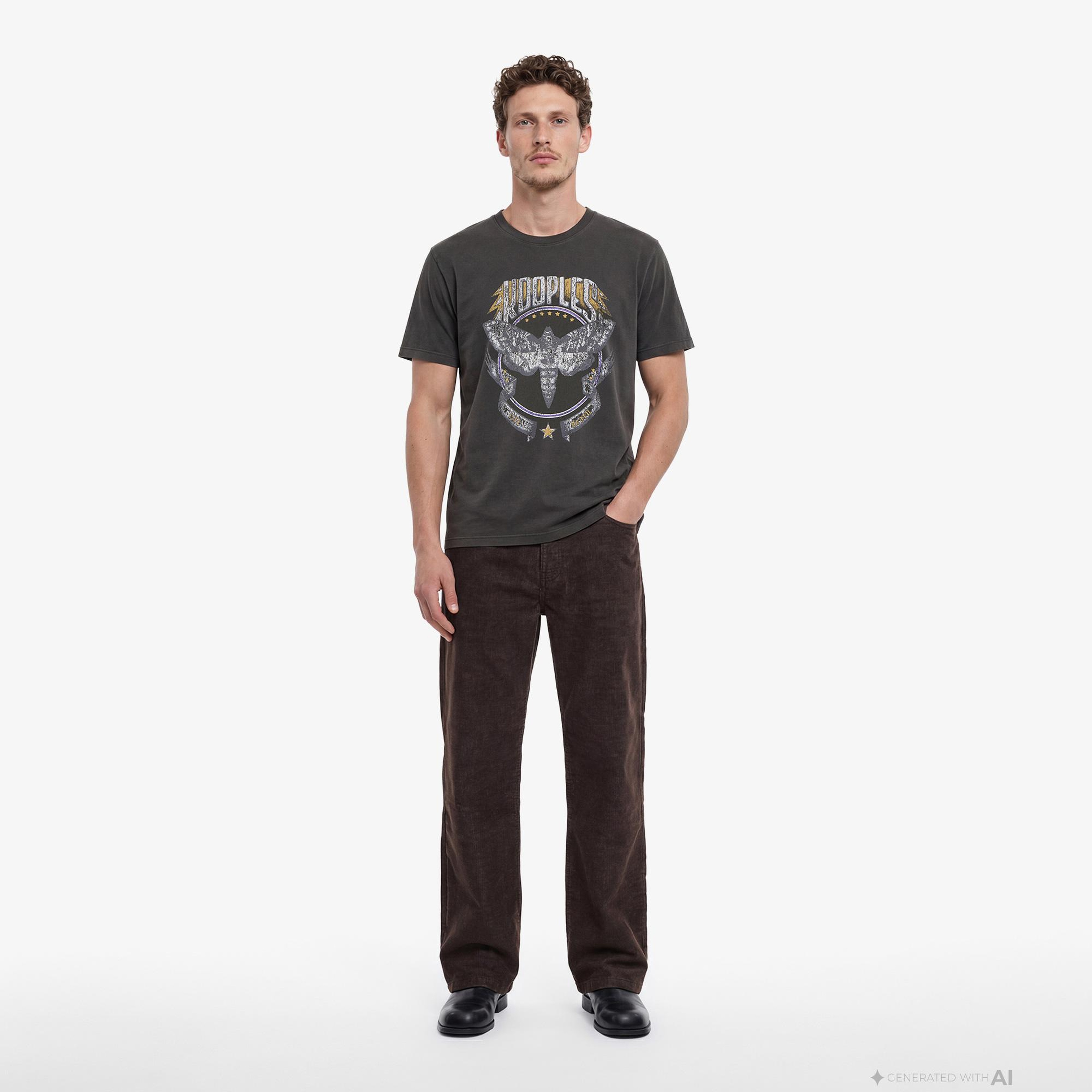 ERKEK BASKILI GRİ T-SHIRT