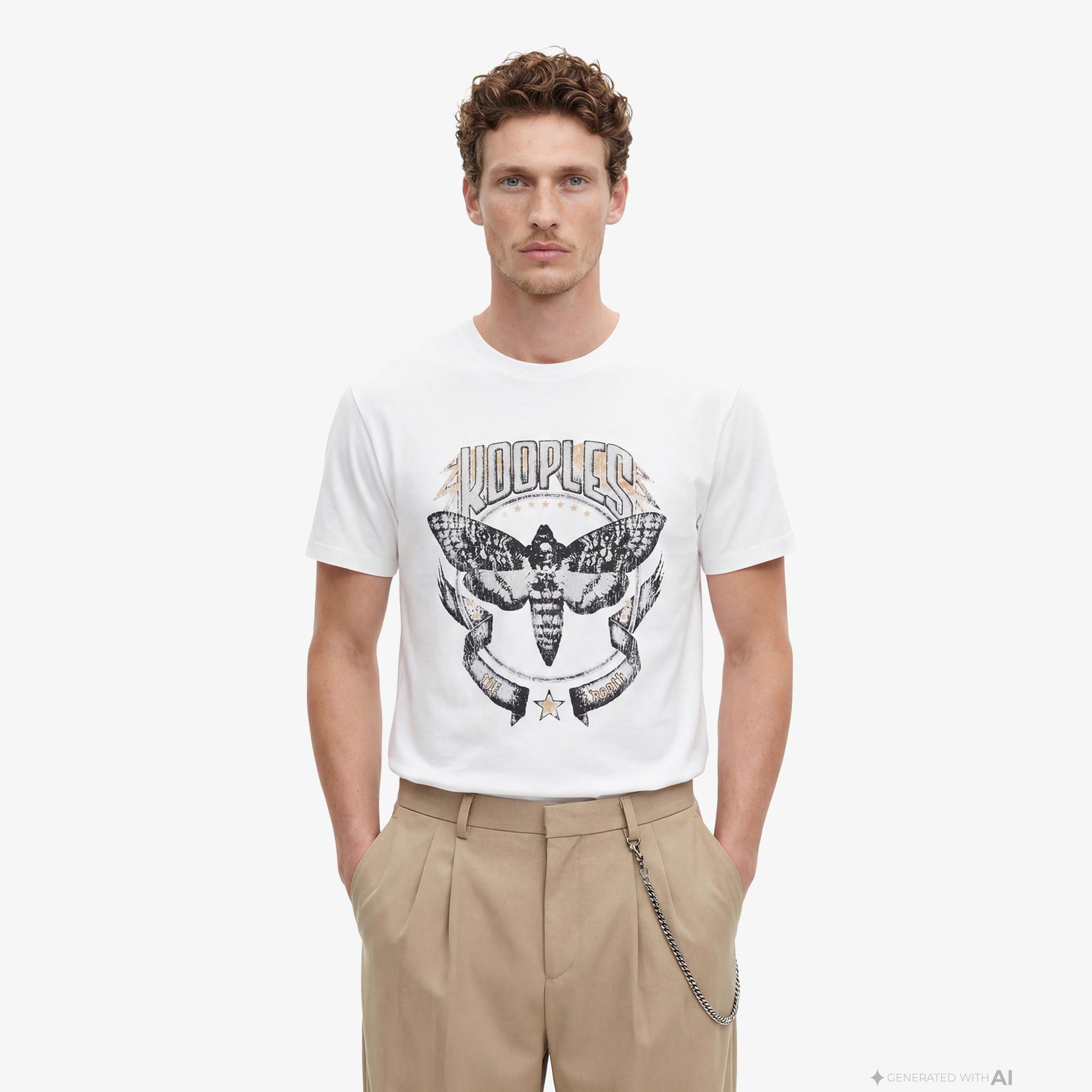 ERKEK BASKILI BEYAZ T-SHIRT