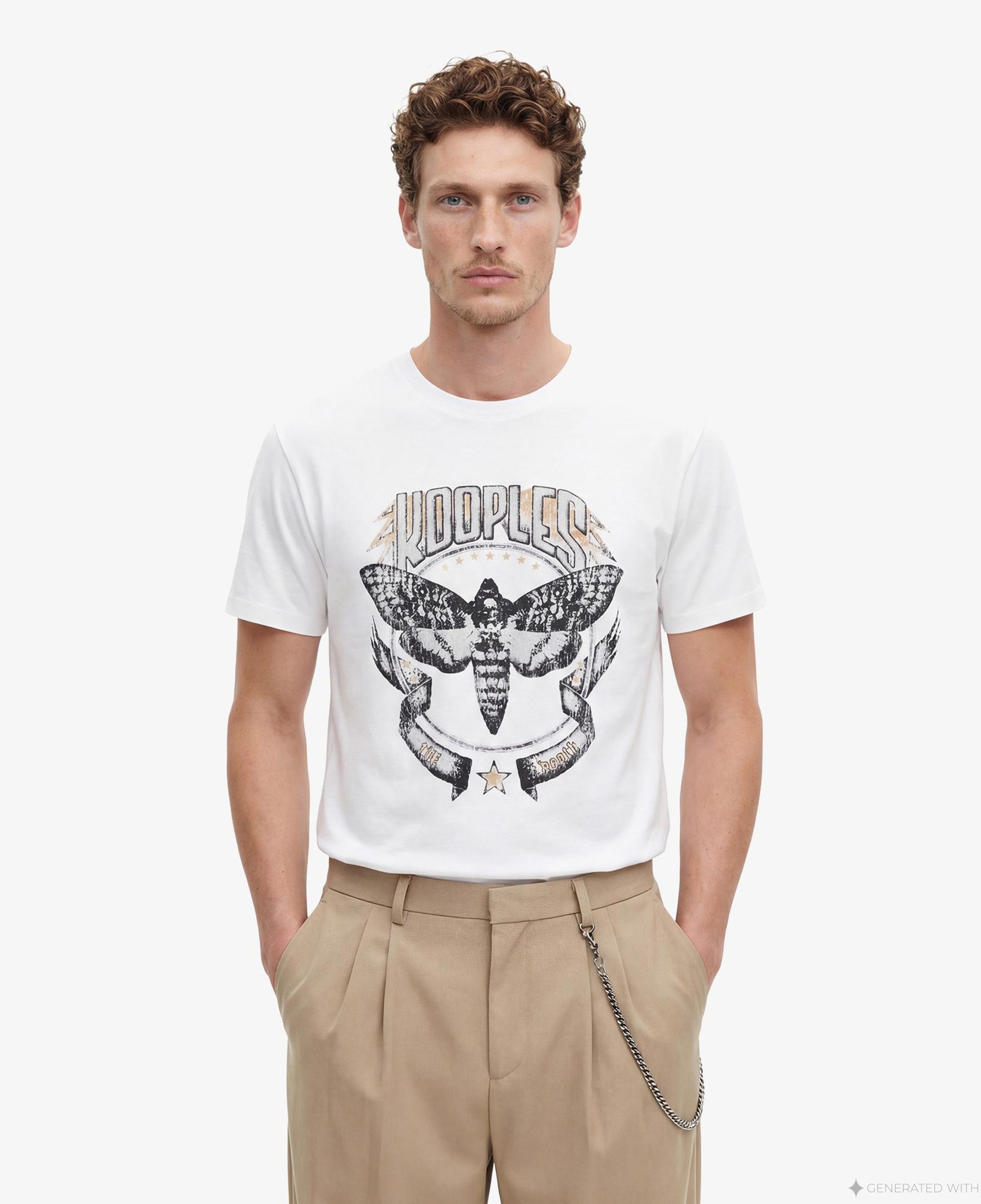 ERKEK BASKILI BEYAZ T-SHIRT