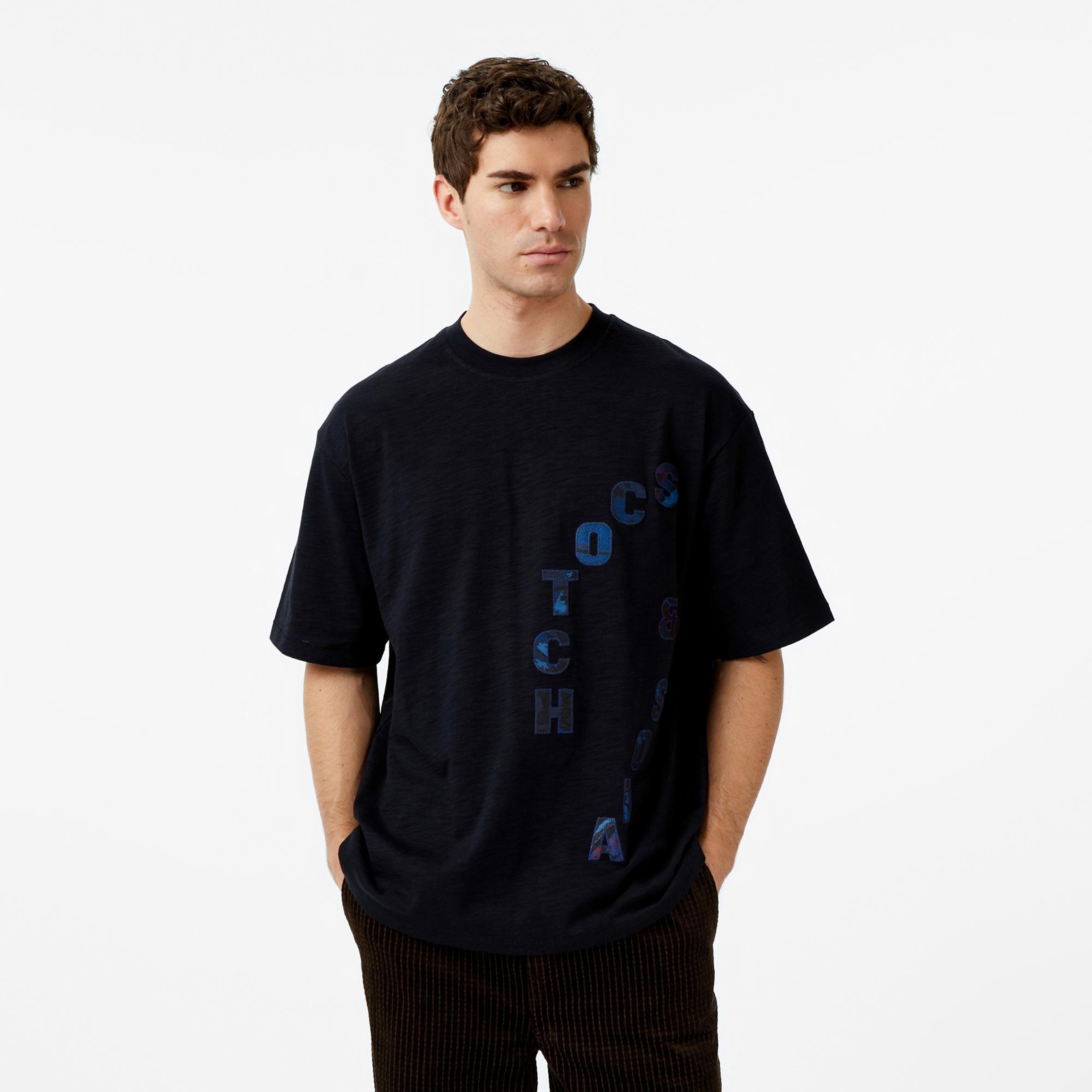 Scotch&Soda Loose Fit Applique Erkek Lacivert T-Shirt