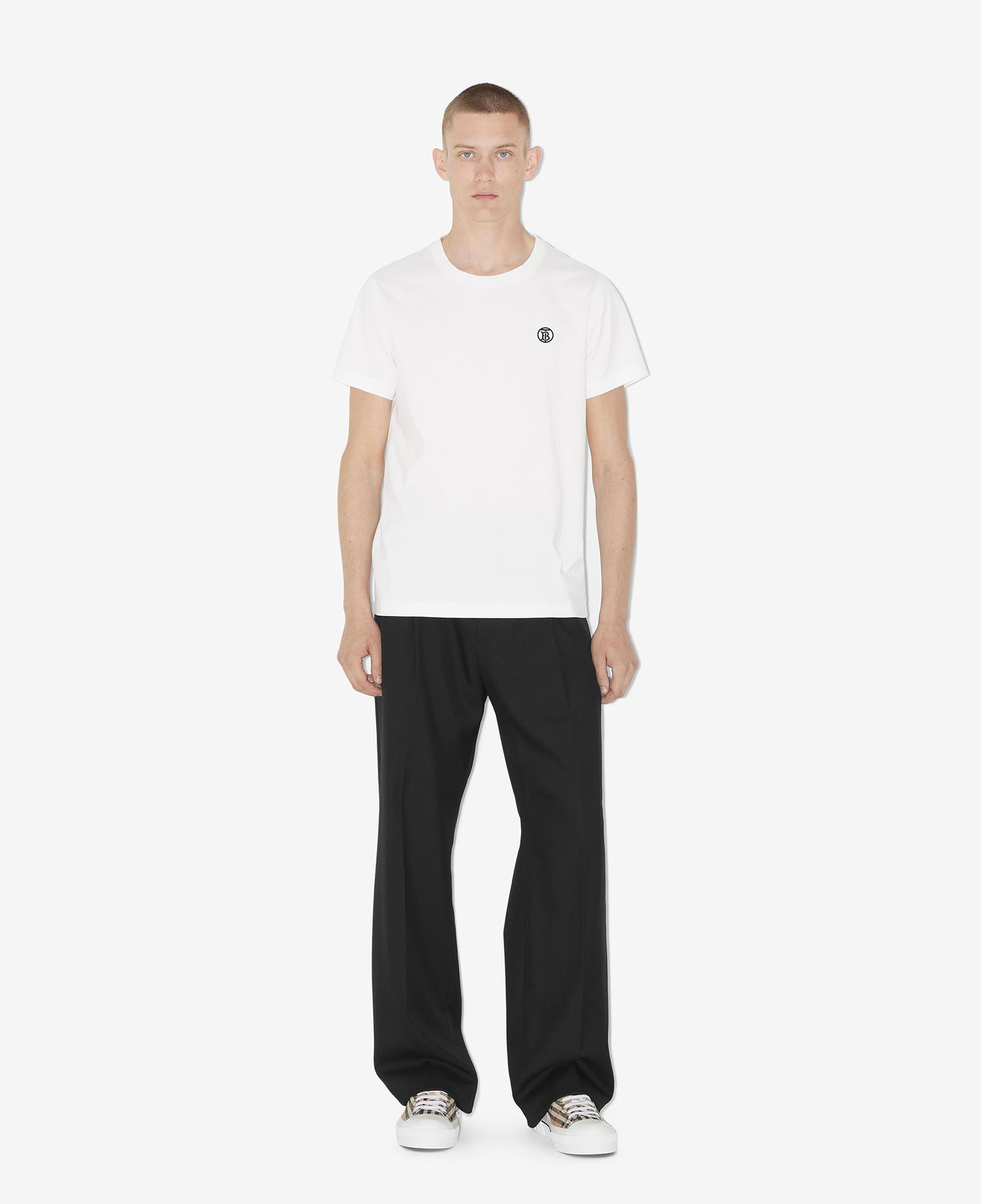 Burberry Parker Cotton Erkek Beyaz T-Shirt