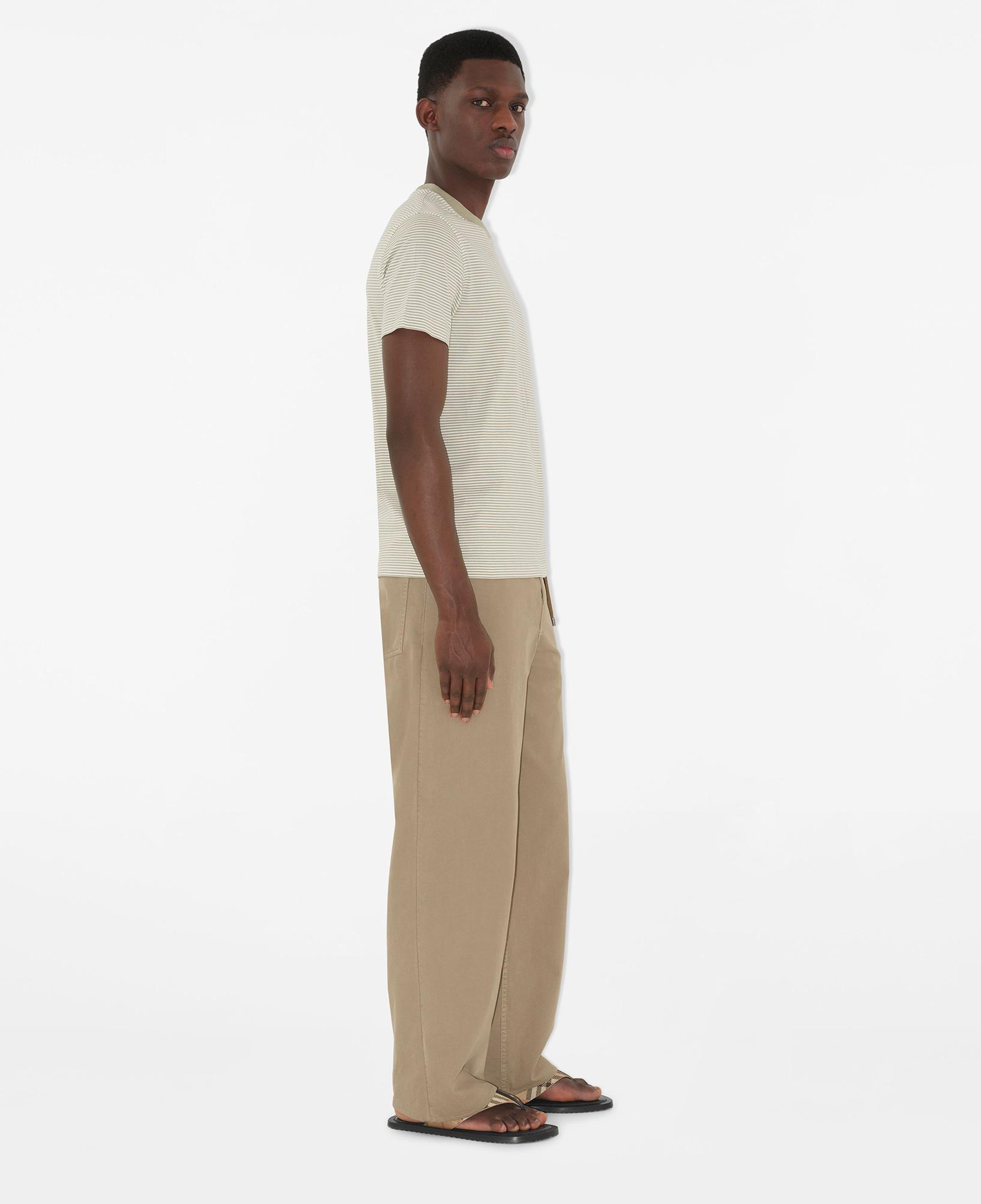 Burberry For Striped Cotton Erkek Bej T-Shirt