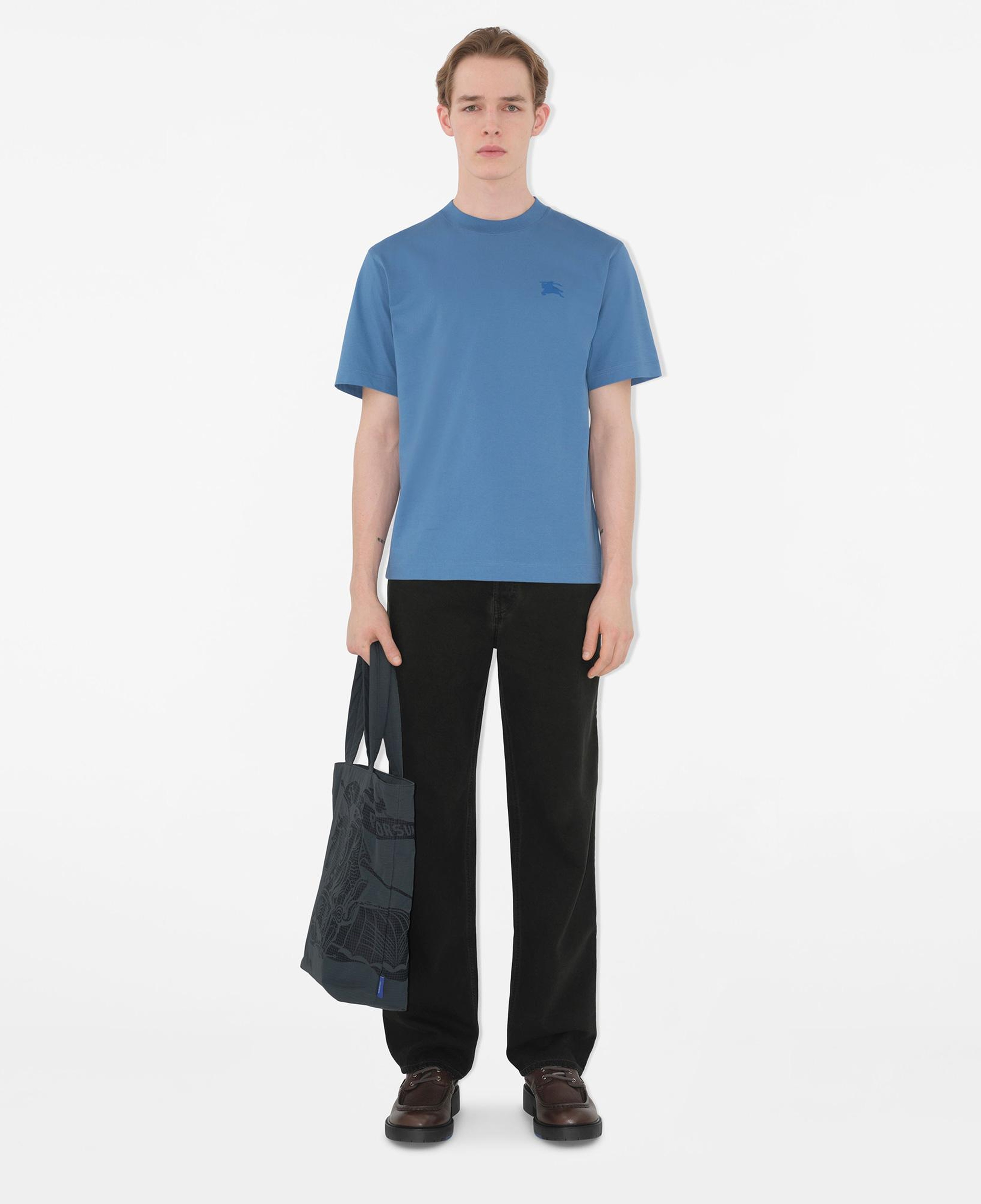 Burberry Tal Badge Cotton Erkek Mavi T-Shirt