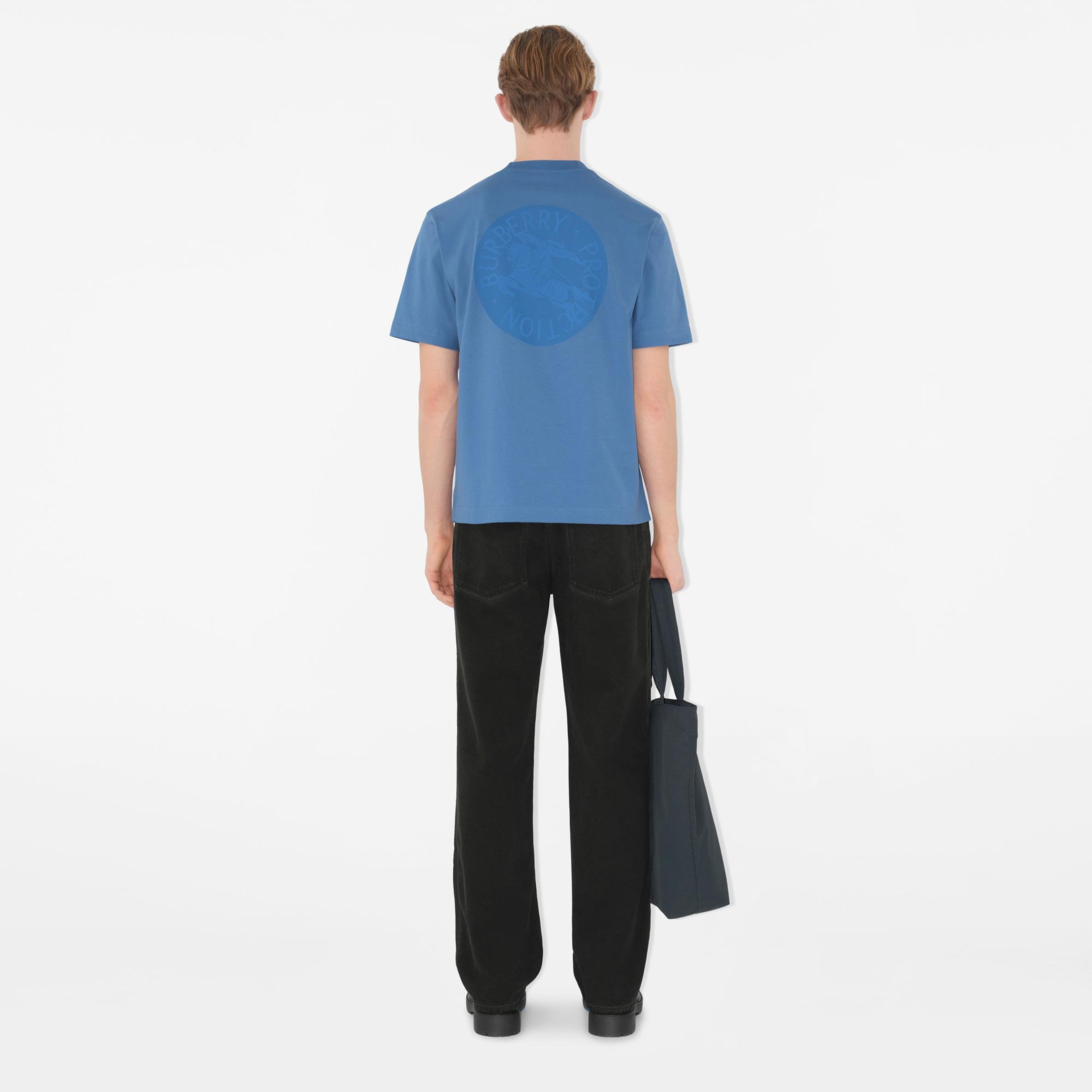 Burberry Tal Badge Cotton Erkek Mavi T-Shirt