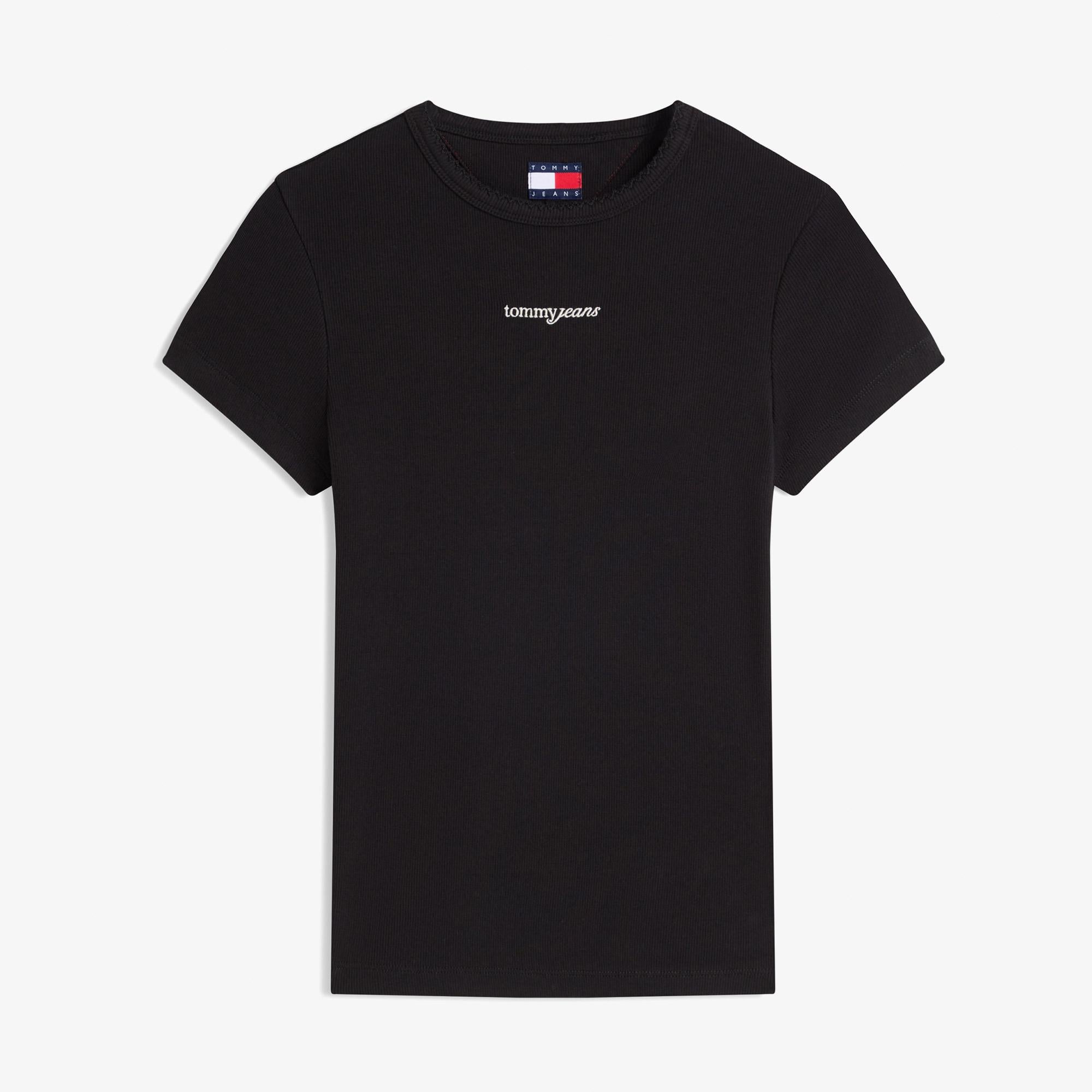 Tommy Hilfiger Slim Script Kadın Siyah T-Shirt