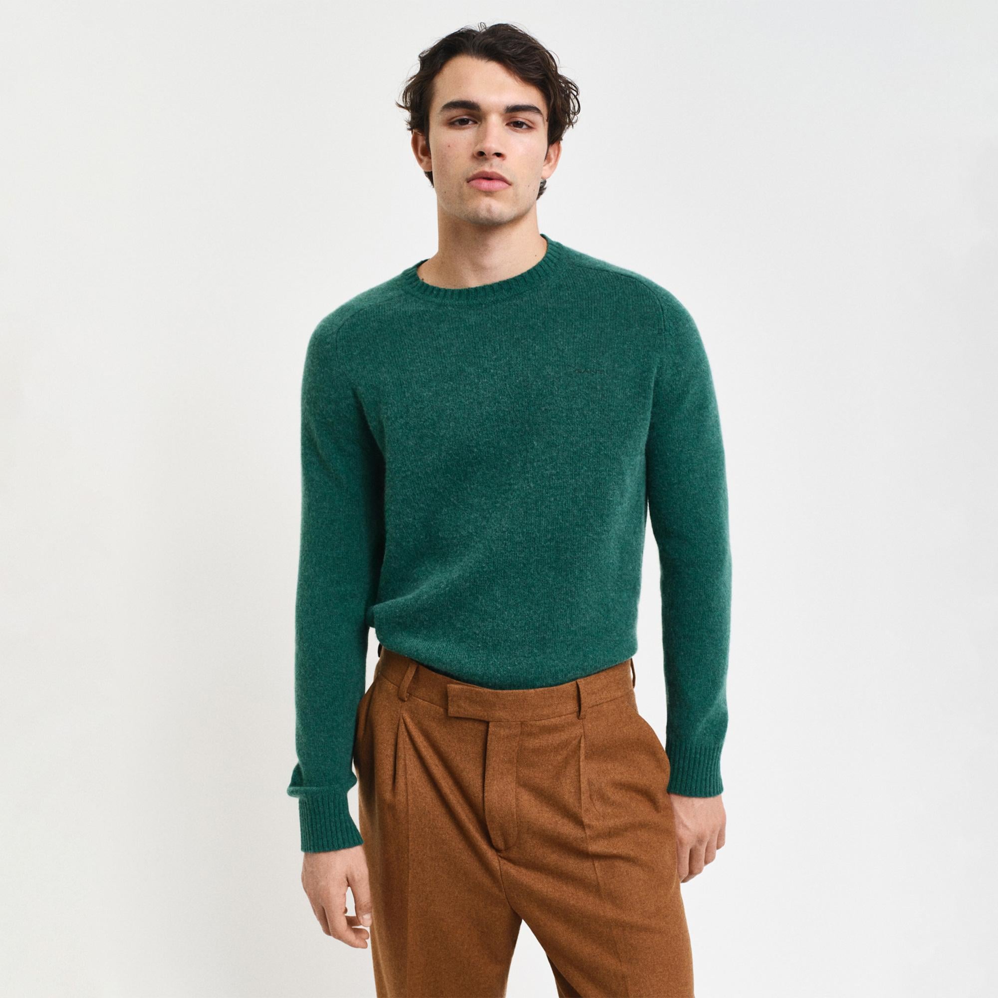 GANT Erkek Yeşil Regular Fit Uzun Kollu Triko