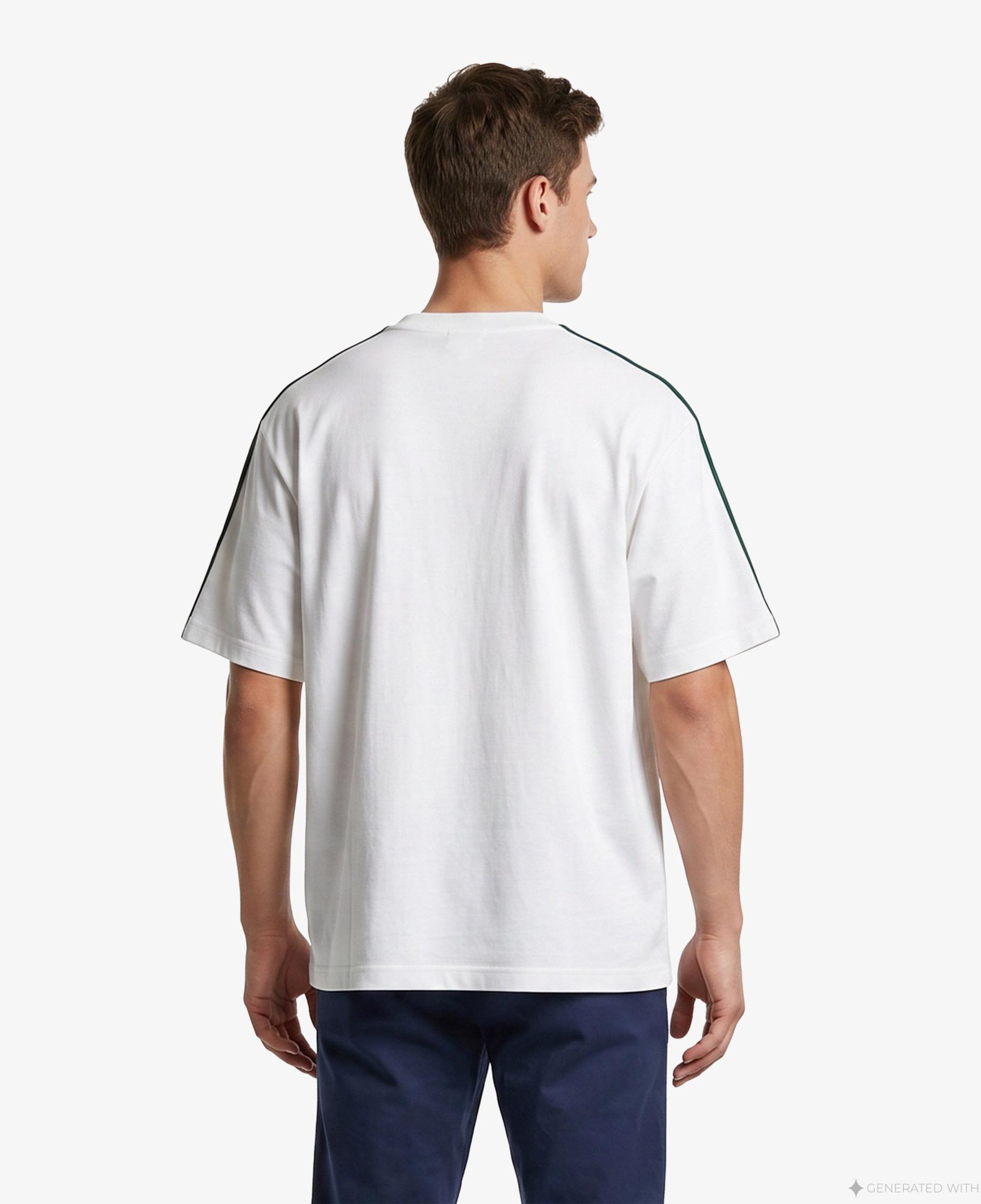 Lacoste Relaxed Fit Bisiklet Yaka Baskılı Erkek Beyaz T-Shirt