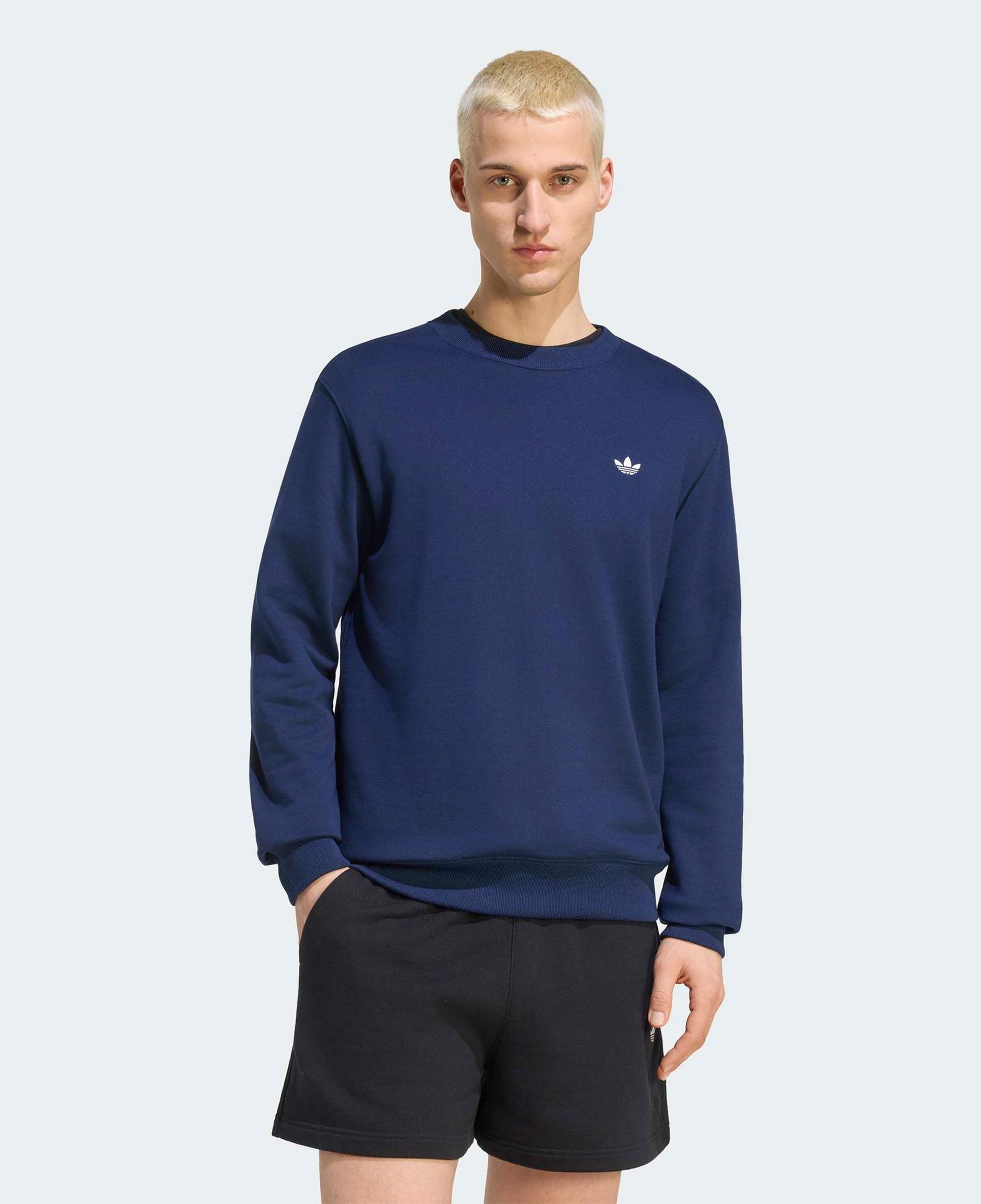 adidas Trefoil Essentials Crew French Terry Erkek Mavi Sweatshirt