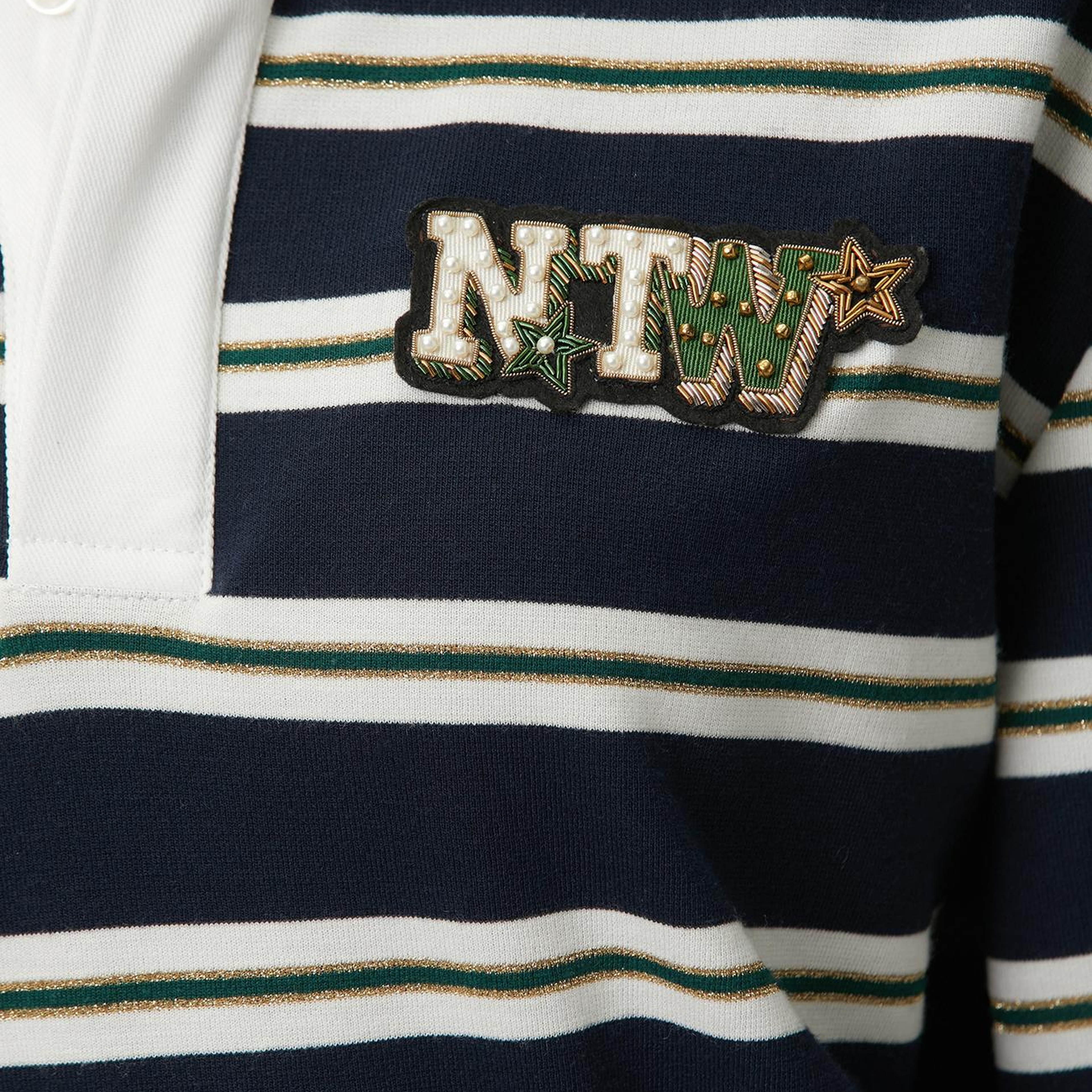 Network Kadın Lacivert Beyaz Çizgili Polo Sweatshirt