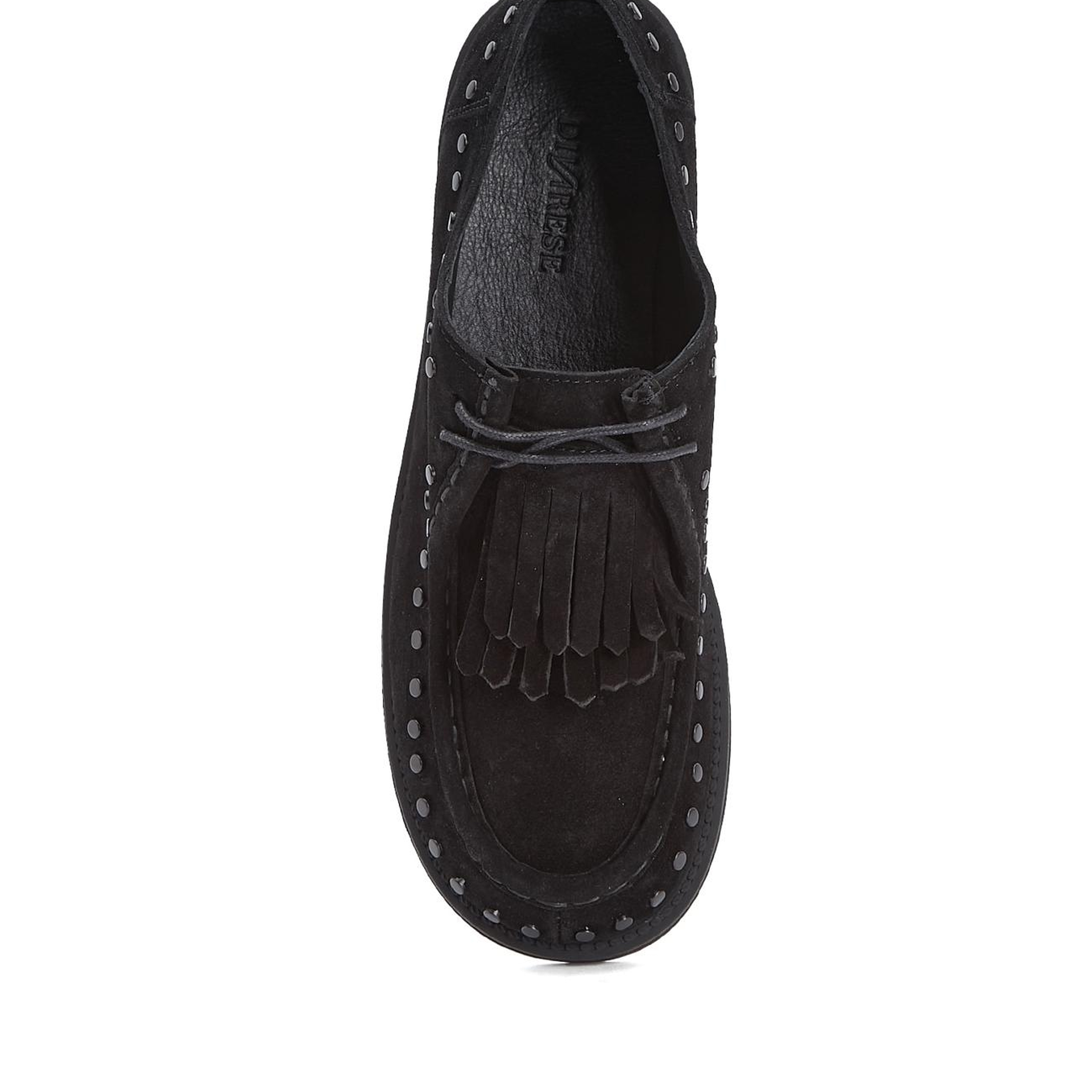 Divarese Kadın Siyah Taşlı Püskül Detaylı Süet Loafer