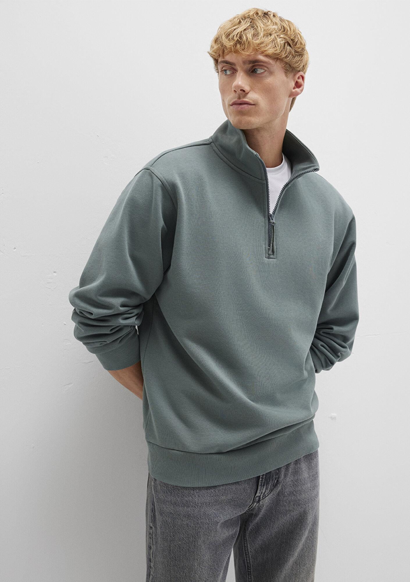 Mavi Yarı Fermuarlı Yeşil Basic Sweatshirt 0S10278-71577