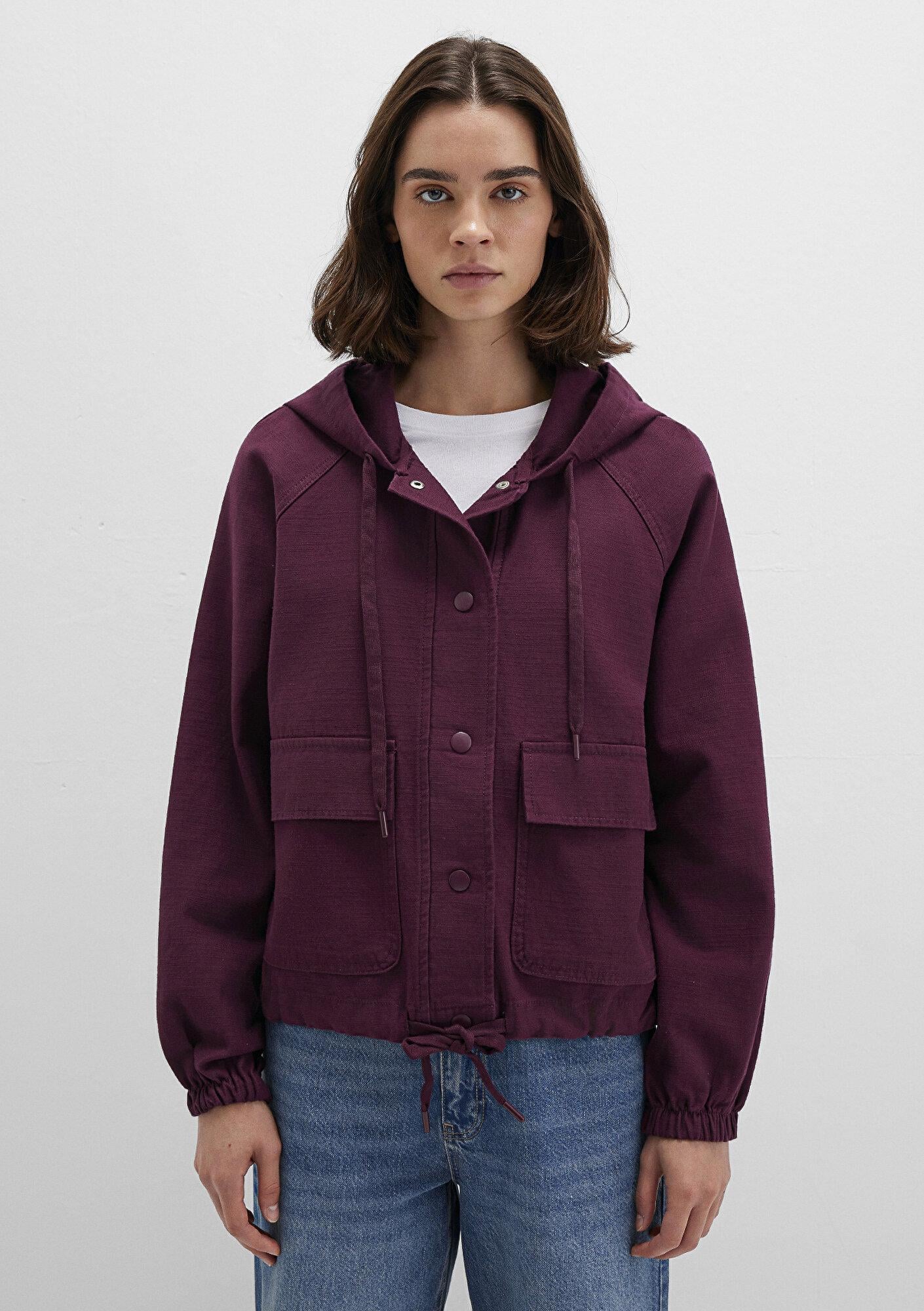 Mavi Kapüşonlu Mor Ceket Regular Fit / Normal Kesim 110775-87830