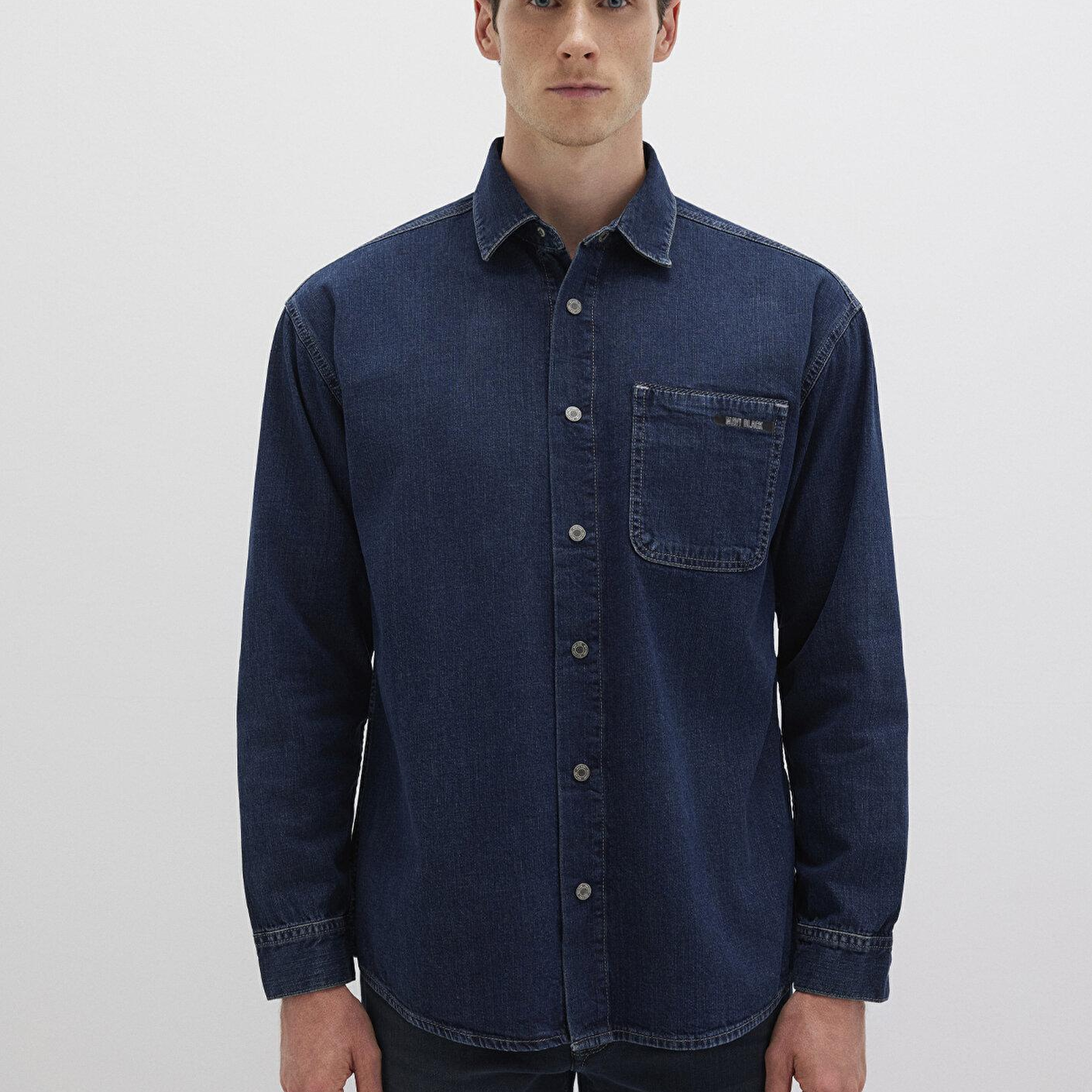 Mavi Aidan Mavi Black Vintage Indigo Mavisi Jean Gömlek Regular Fit / Normal Kesim 0210588-90768