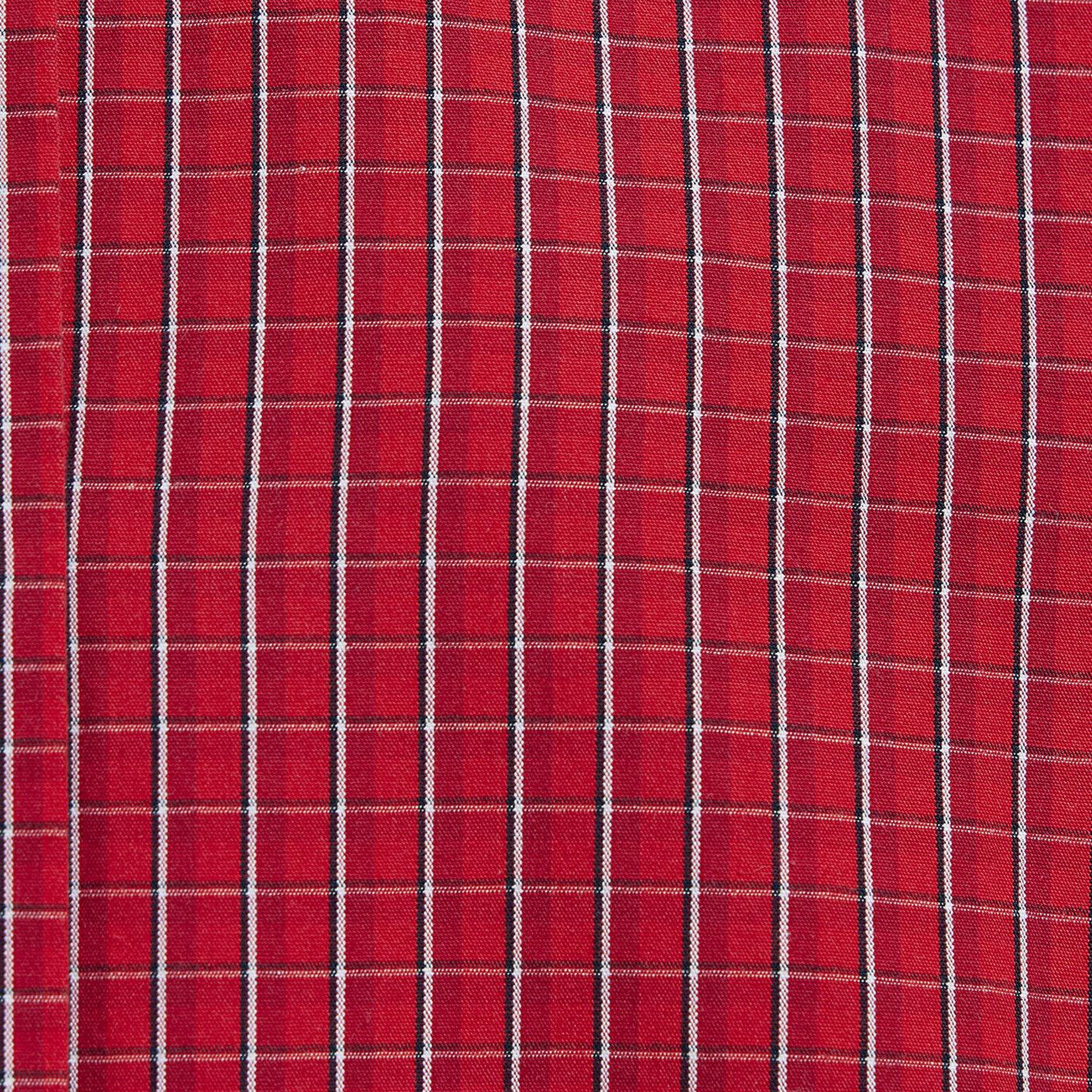Mavi Ekose Kırmızı Crop Gömlek Loose Fit / Bol Rahat Kesim 1211401-83904