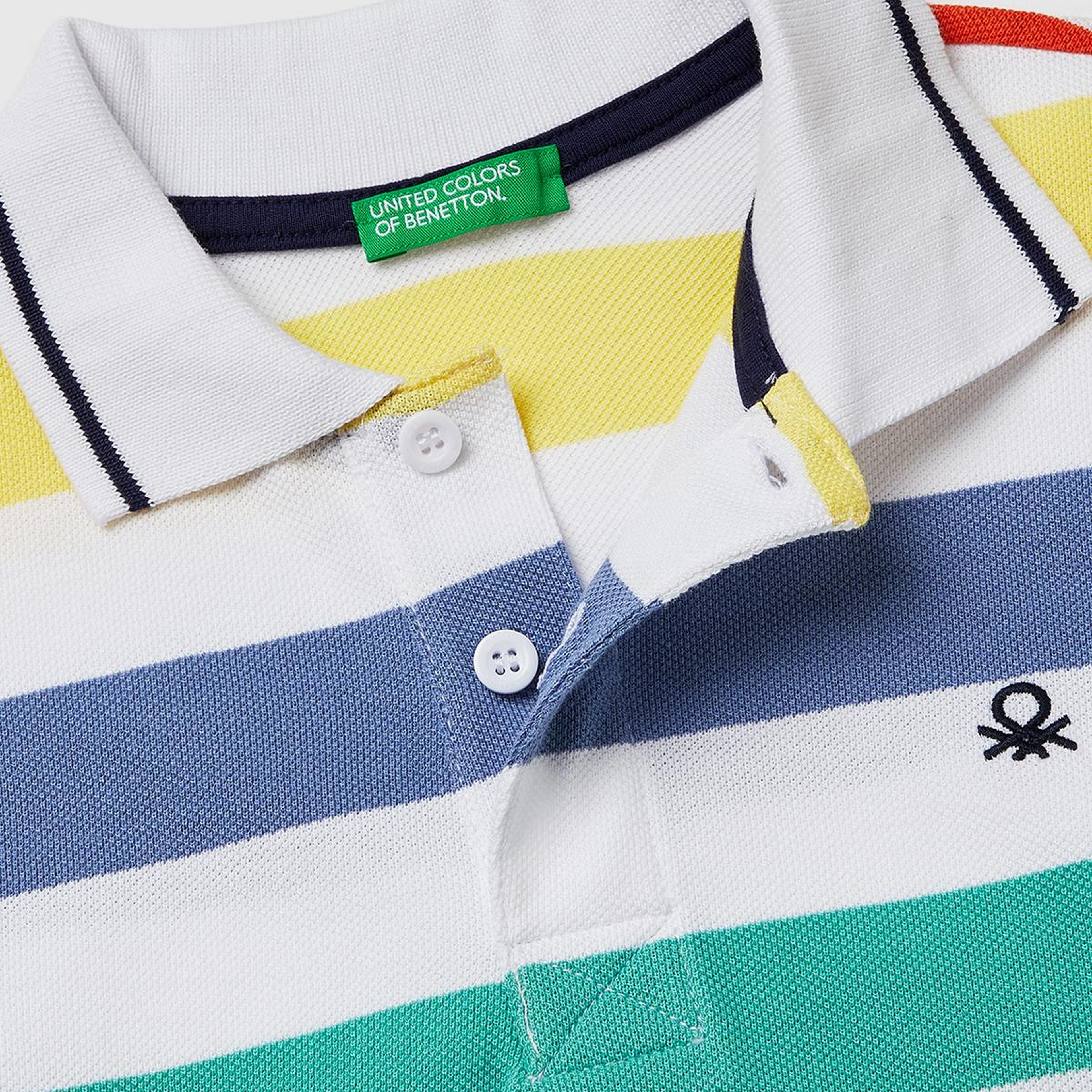Erkek Çocuk Açık Mix Çizgili Logo Nakışlı Polo Yaka Çocuk T-Shirt