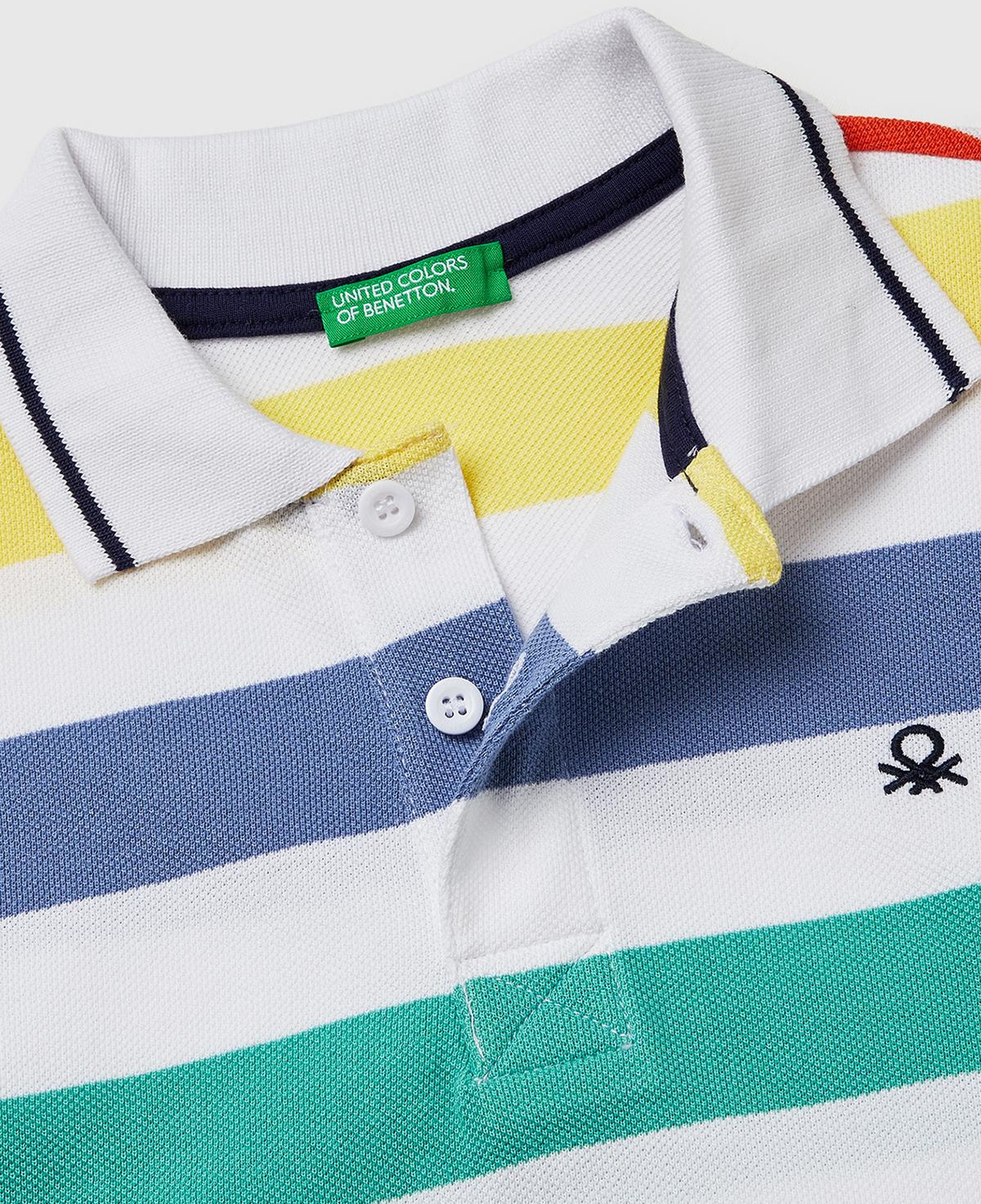 Erkek Çocuk Açık Mix Çizgili Logo Nakışlı Polo Yaka Çocuk T-Shirt