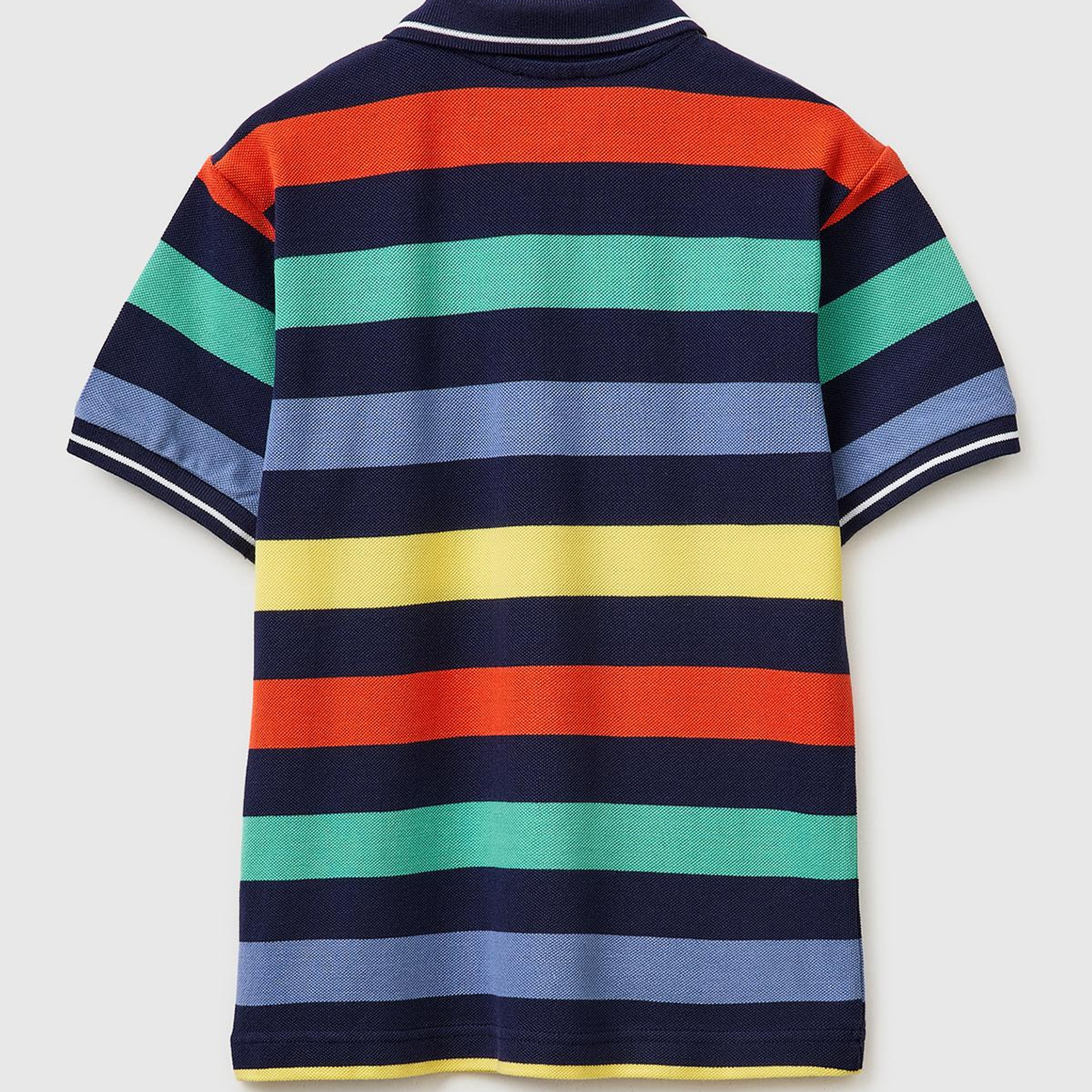 Erkek Çocuk Koyu Mix Çizgili Logo Nakışlı Polo Yaka Çocuk T-Shirt