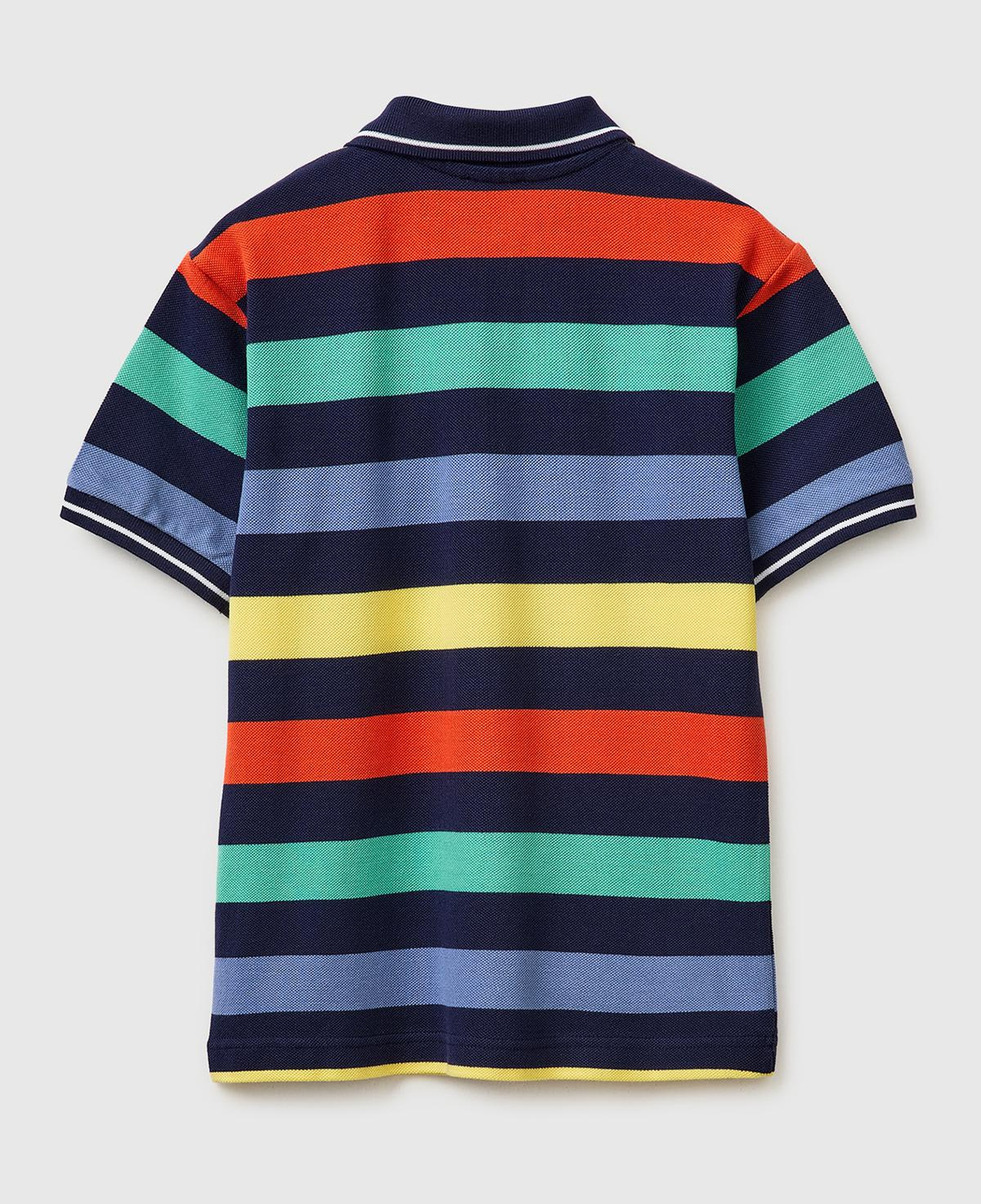 Erkek Çocuk Koyu Mix Çizgili Logo Nakışlı Polo Yaka Çocuk T-Shirt