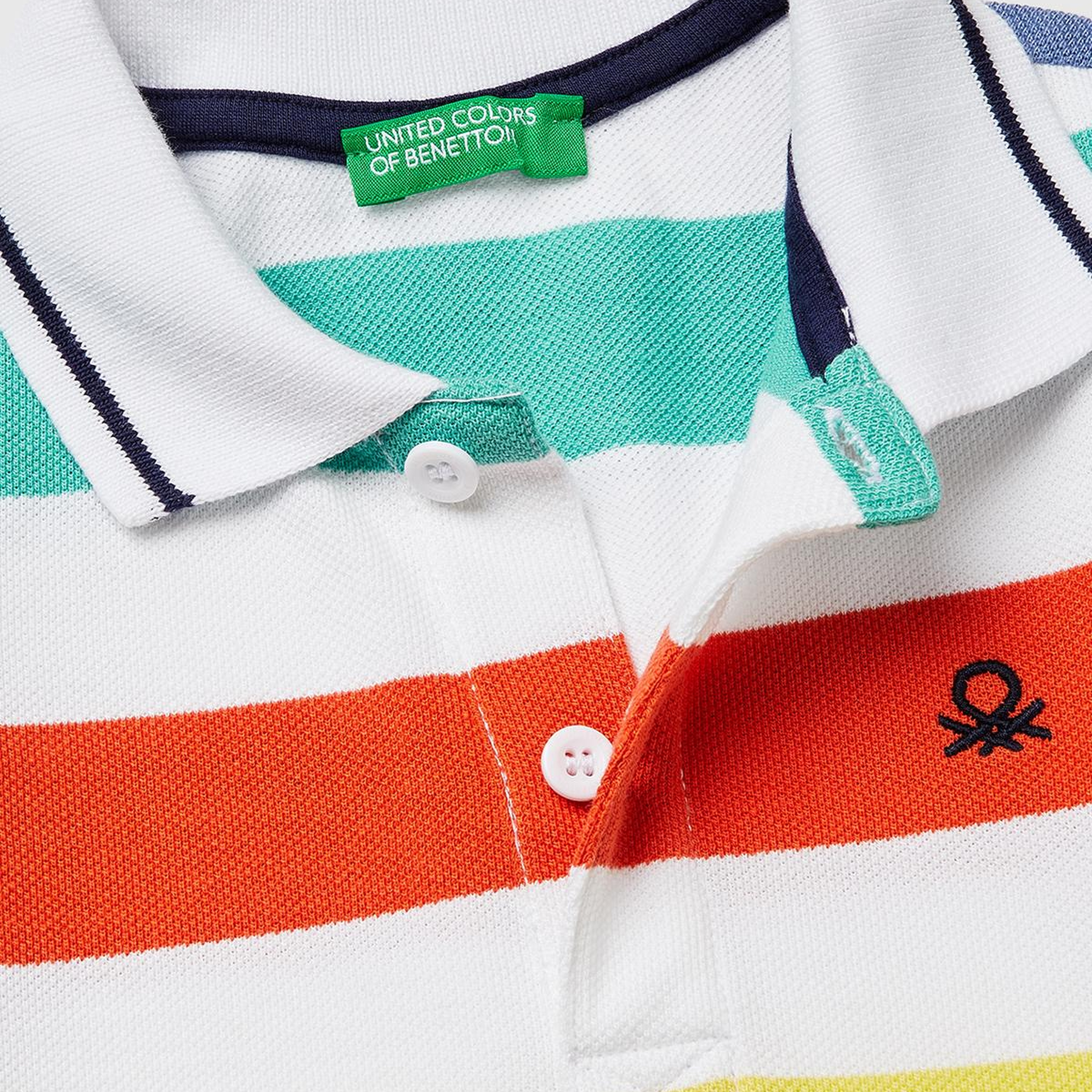Erkek Çocuk Açık Mix Çizgili Logo Nakışlı Polo Yaka Küçük Çocuk T-Shirt