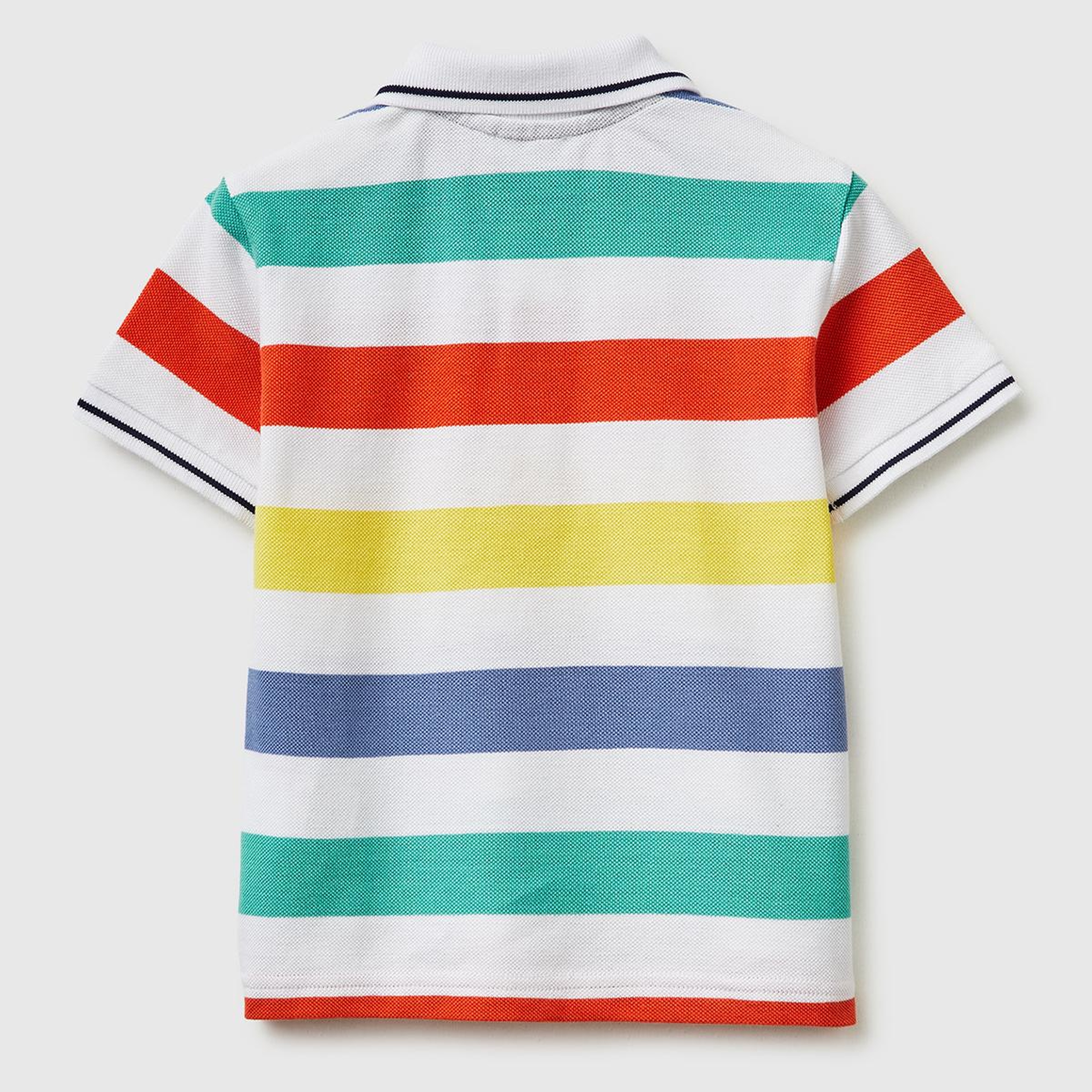 Erkek Çocuk Açık Mix Çizgili Logo Nakışlı Polo Yaka Küçük Çocuk T-Shirt