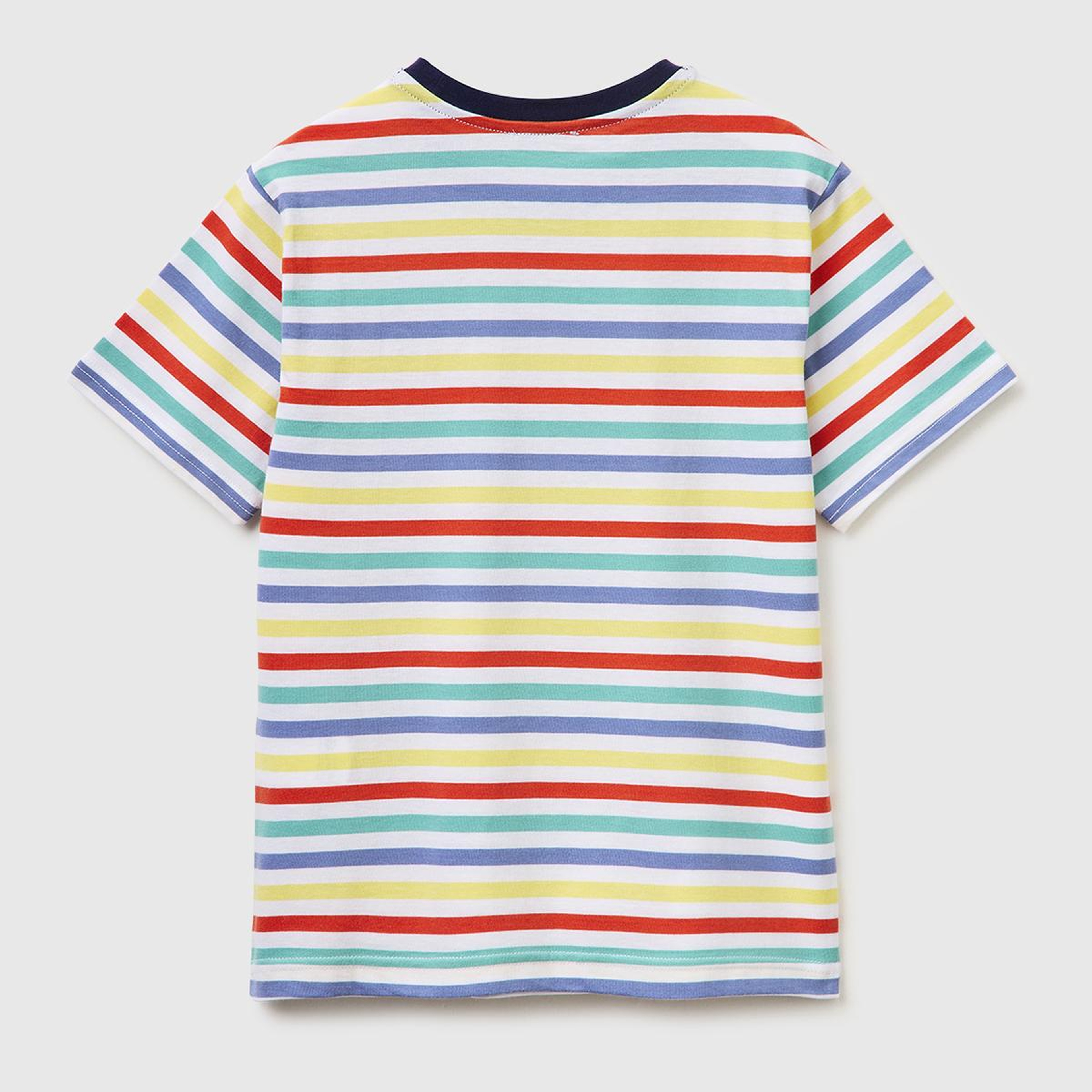Erkek Çocuk Açık Mix Çok Renkli Logo İşlemeli Çizgili T-Shirt