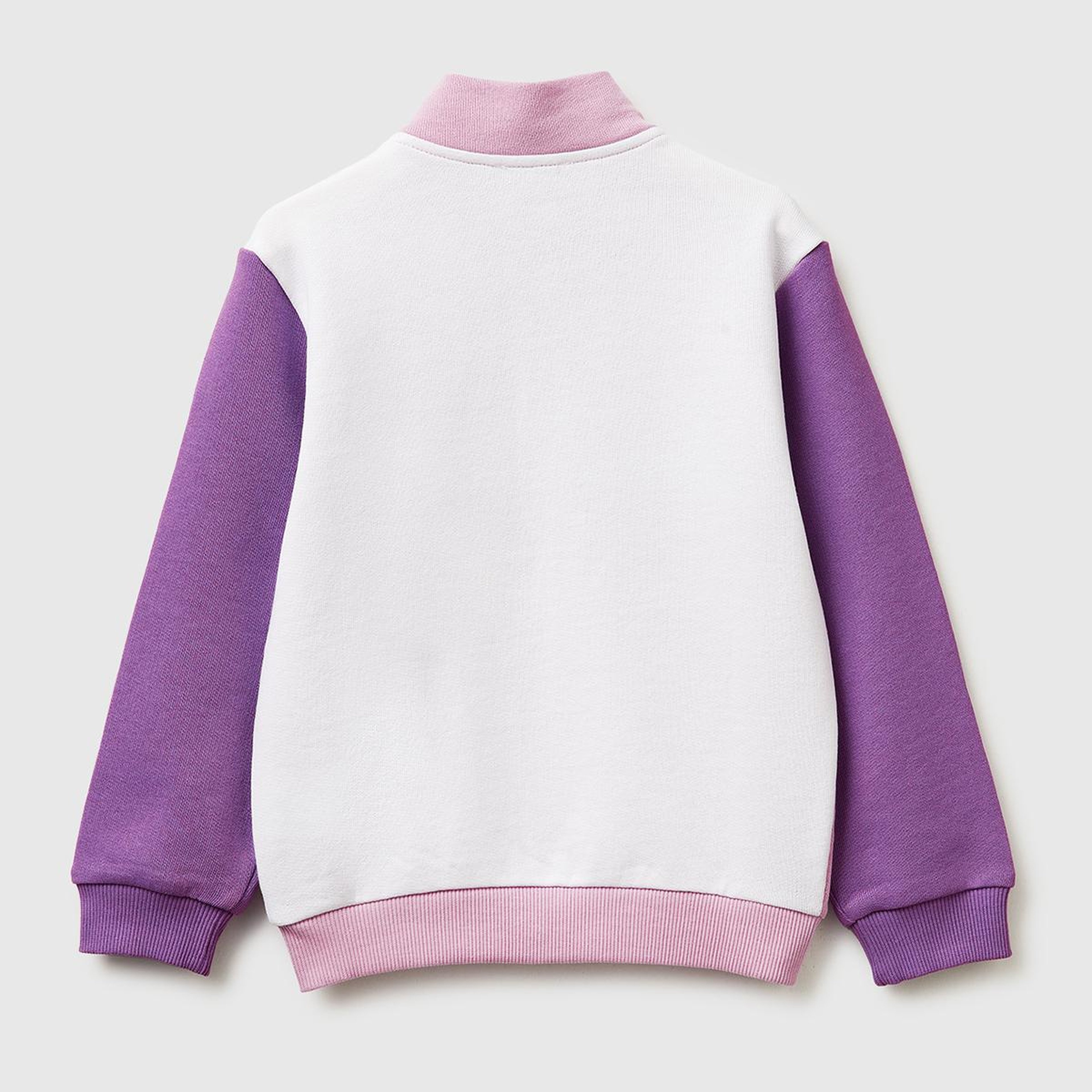 Kız Çocuk Lila-Beyaz Mix Simli Grafik Baskılı Logolu Cepli Fermuarlı Sweatshirt