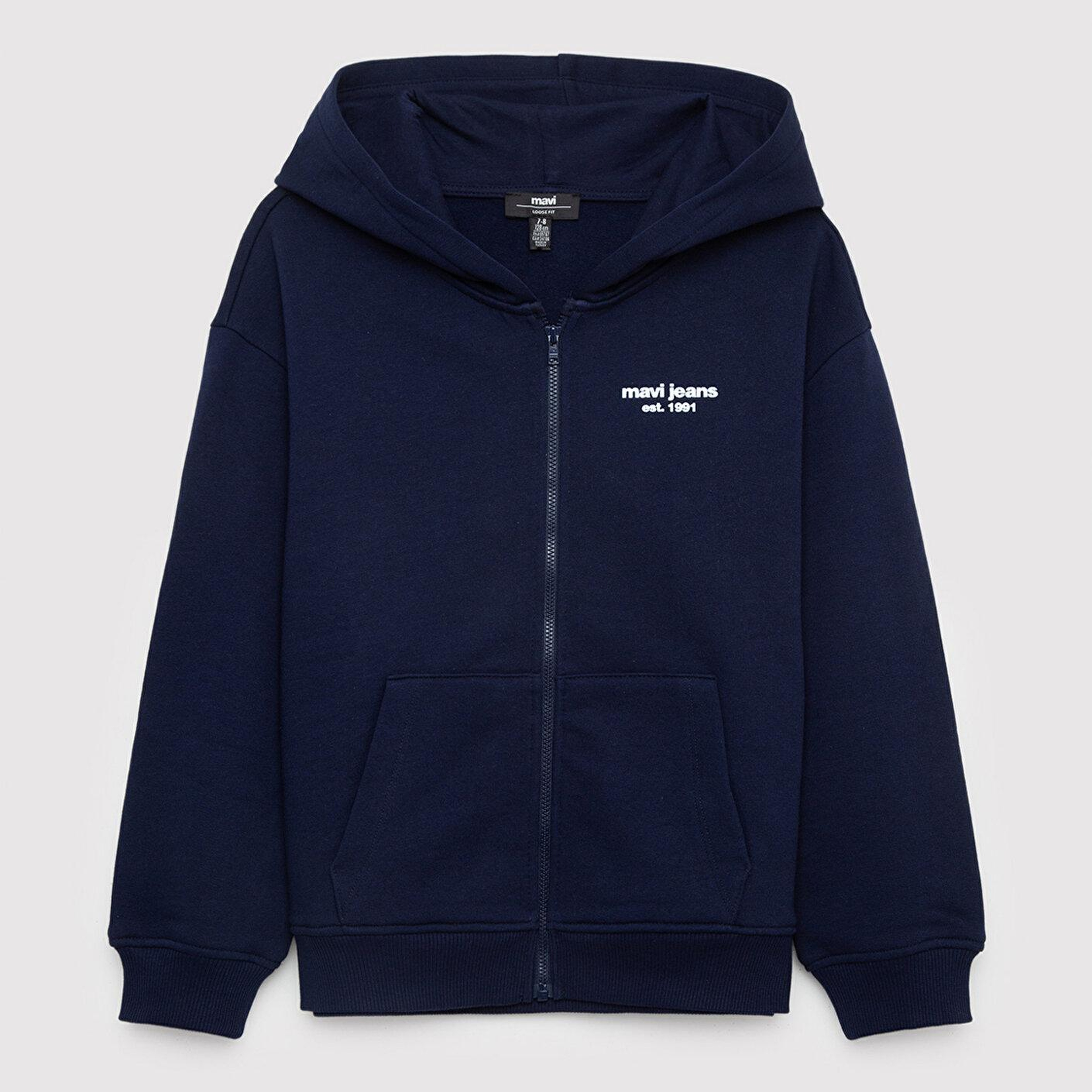 Mavi Kapüşonlu Fermuarlı Lacivert Sweatshirt 6S10203-84371