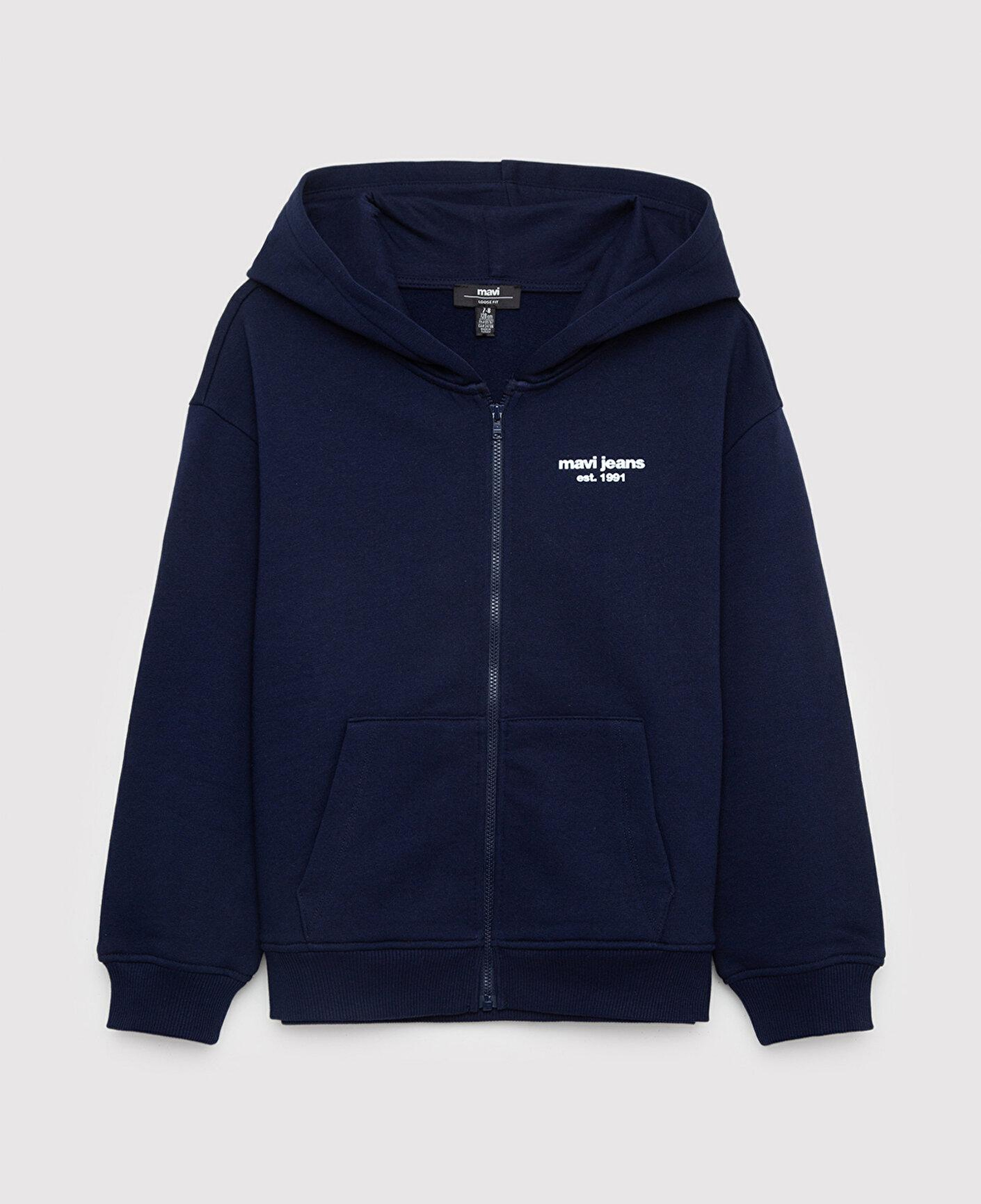 Mavi Kapüşonlu Fermuarlı Lacivert Sweatshirt 6S10203-84371