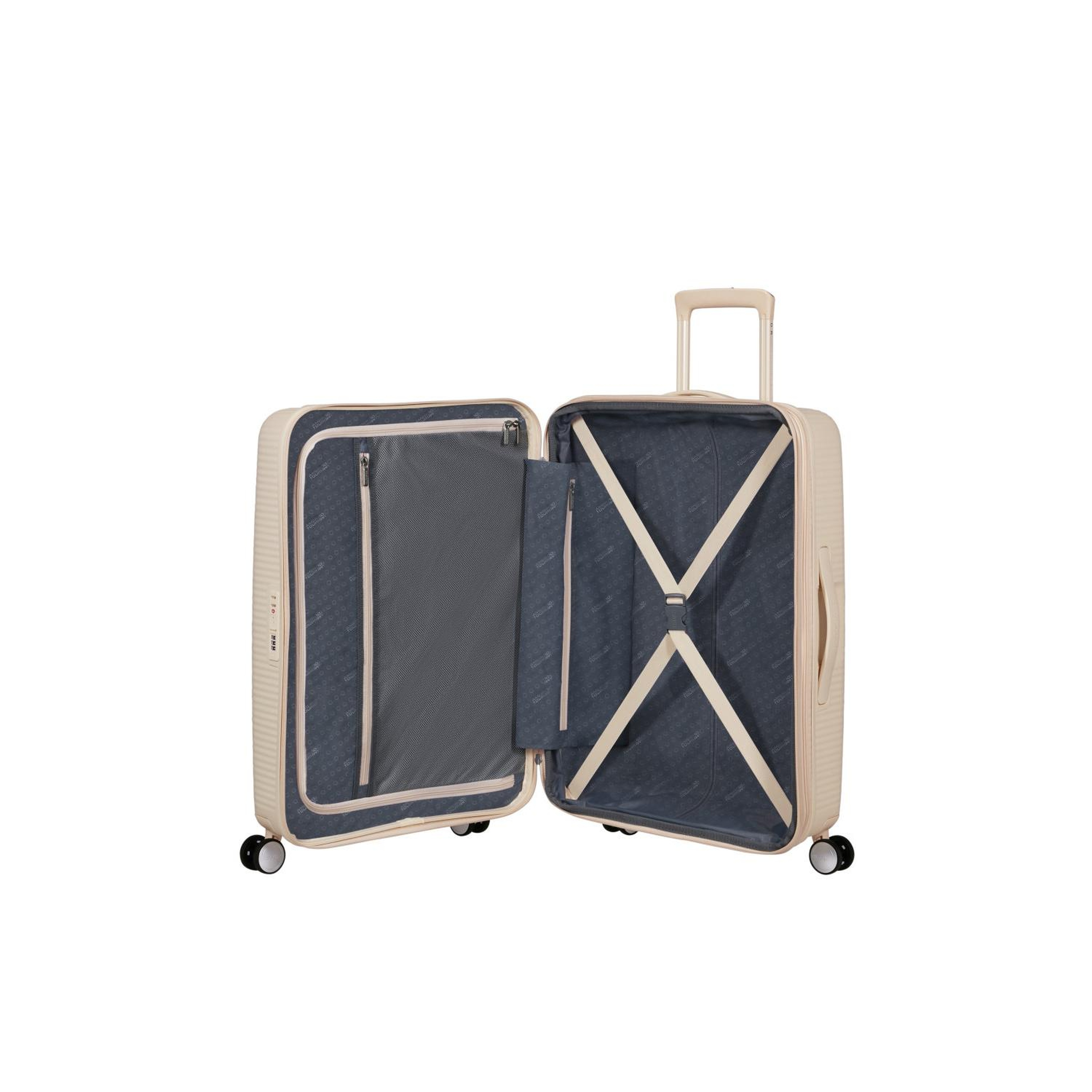 American Tourister Soundbox Krem 67/24 Körüklü Orta Boy Sert Valiz