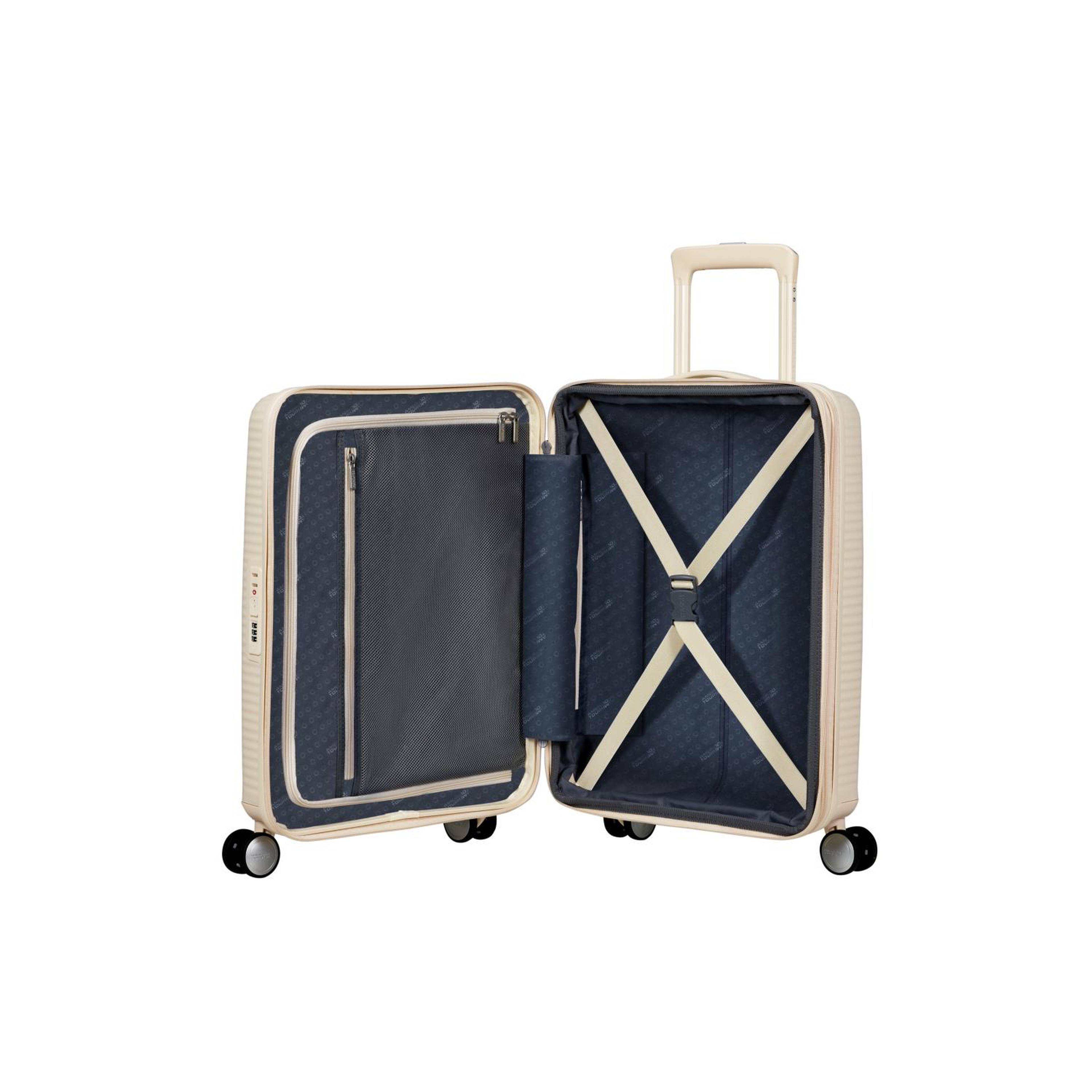 American Tourister Soundbox Krem 55/20 Körüklü Kabin Boy Sert Valiz
