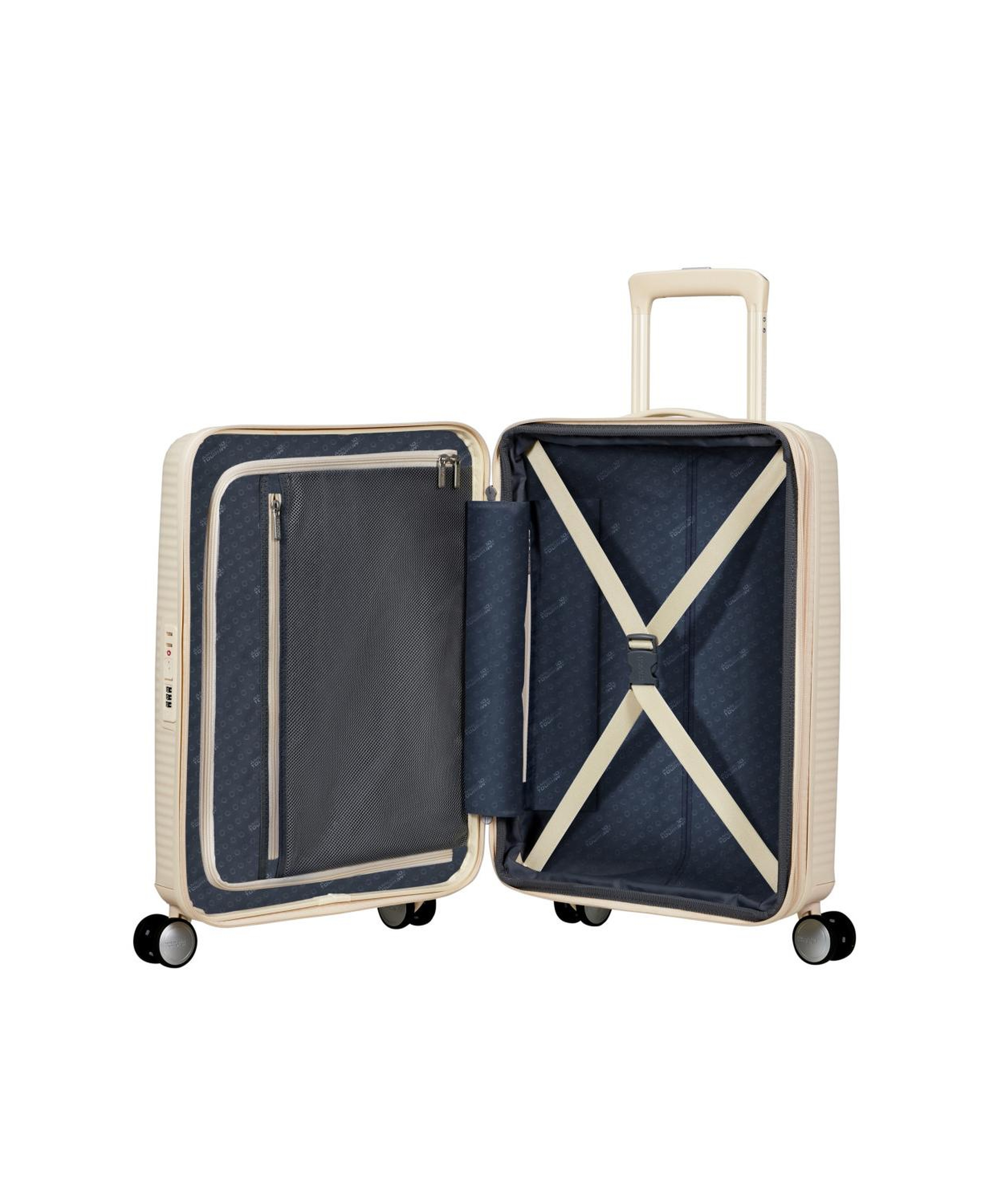 American Tourister Soundbox Krem 55/20 Körüklü Kabin Boy Sert Valiz