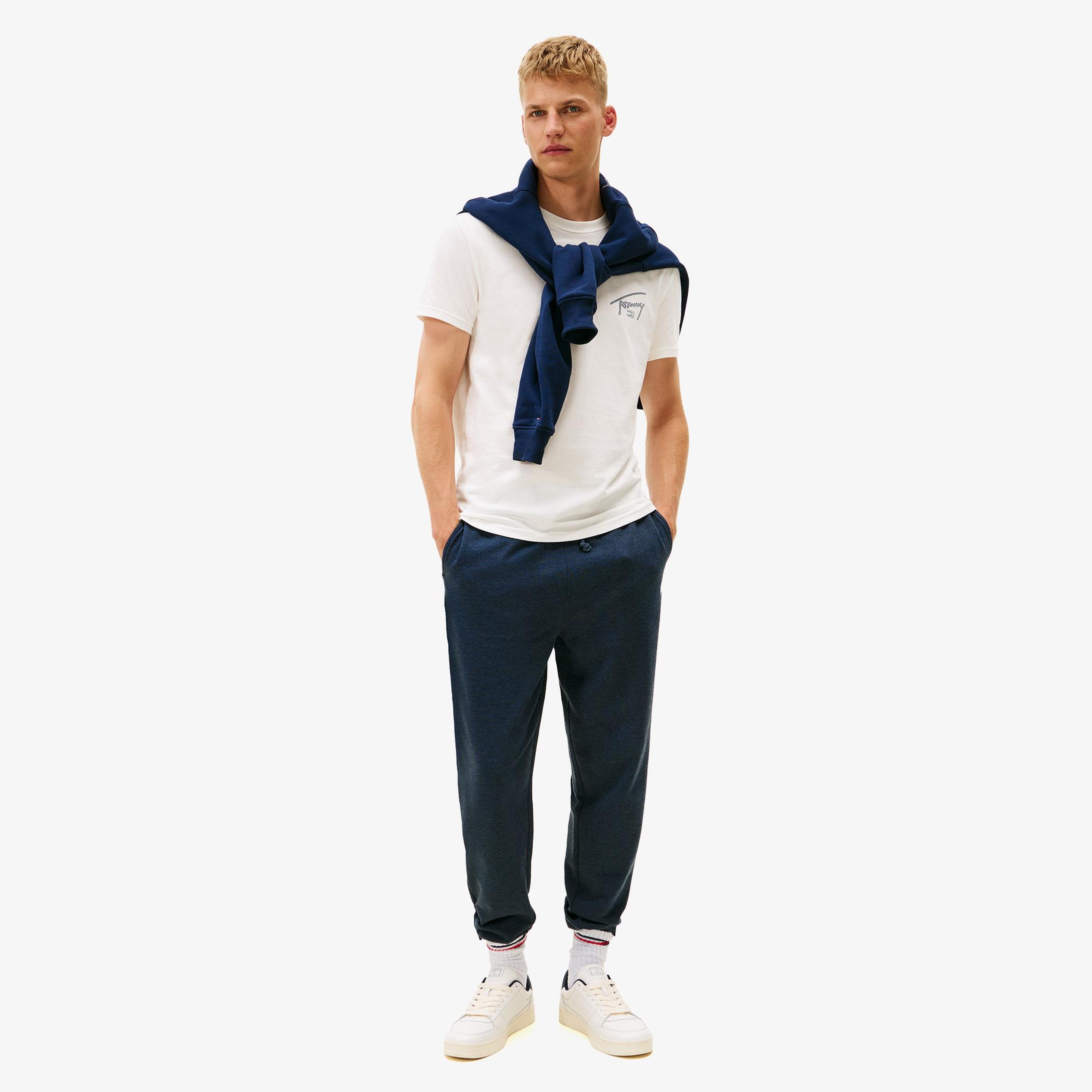 Tommy Hilfiger Regular Sign Backprint Erkek Beyaz T-Shirt