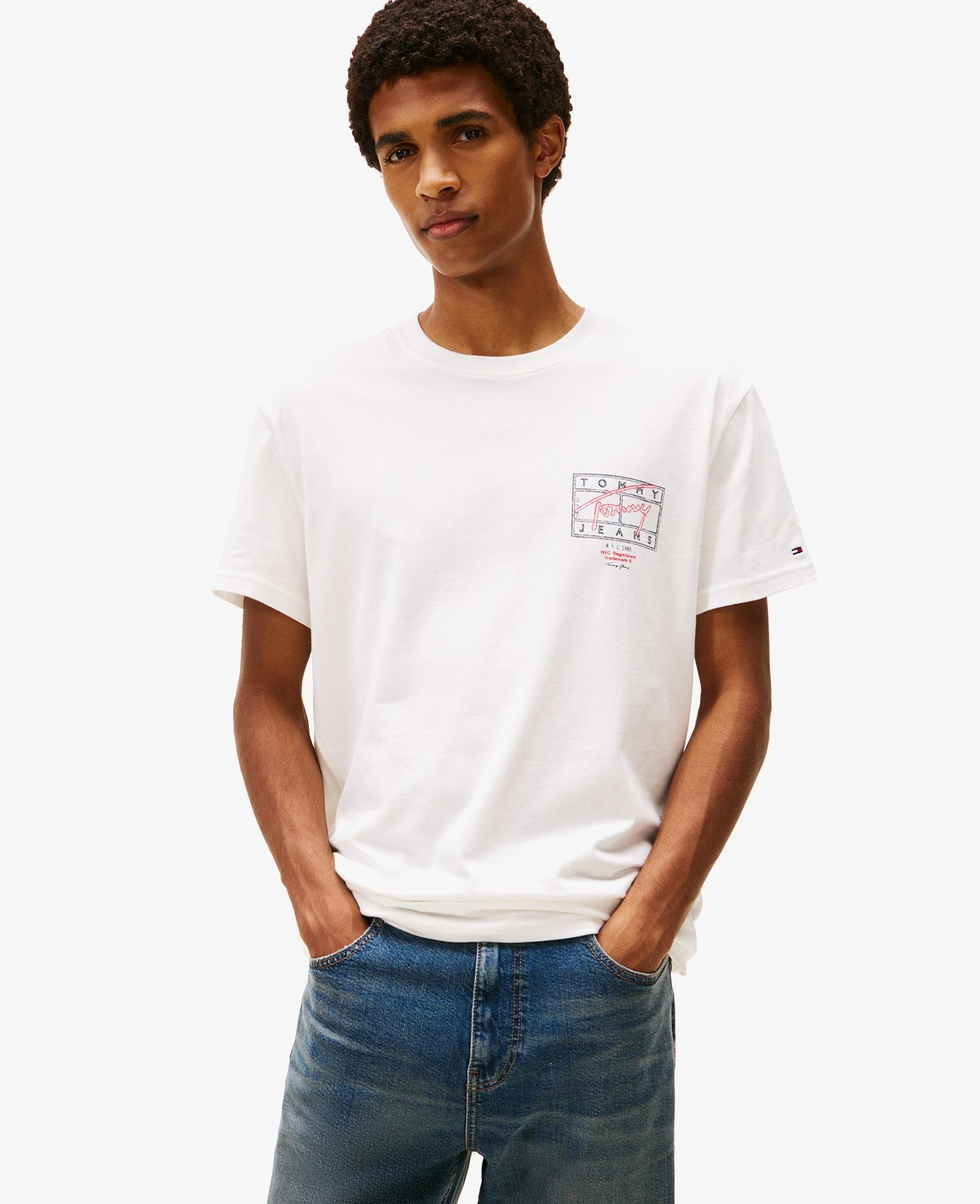 Tommy Hilfiger Regular Sign Spray Erkek Beyaz T-Shirt