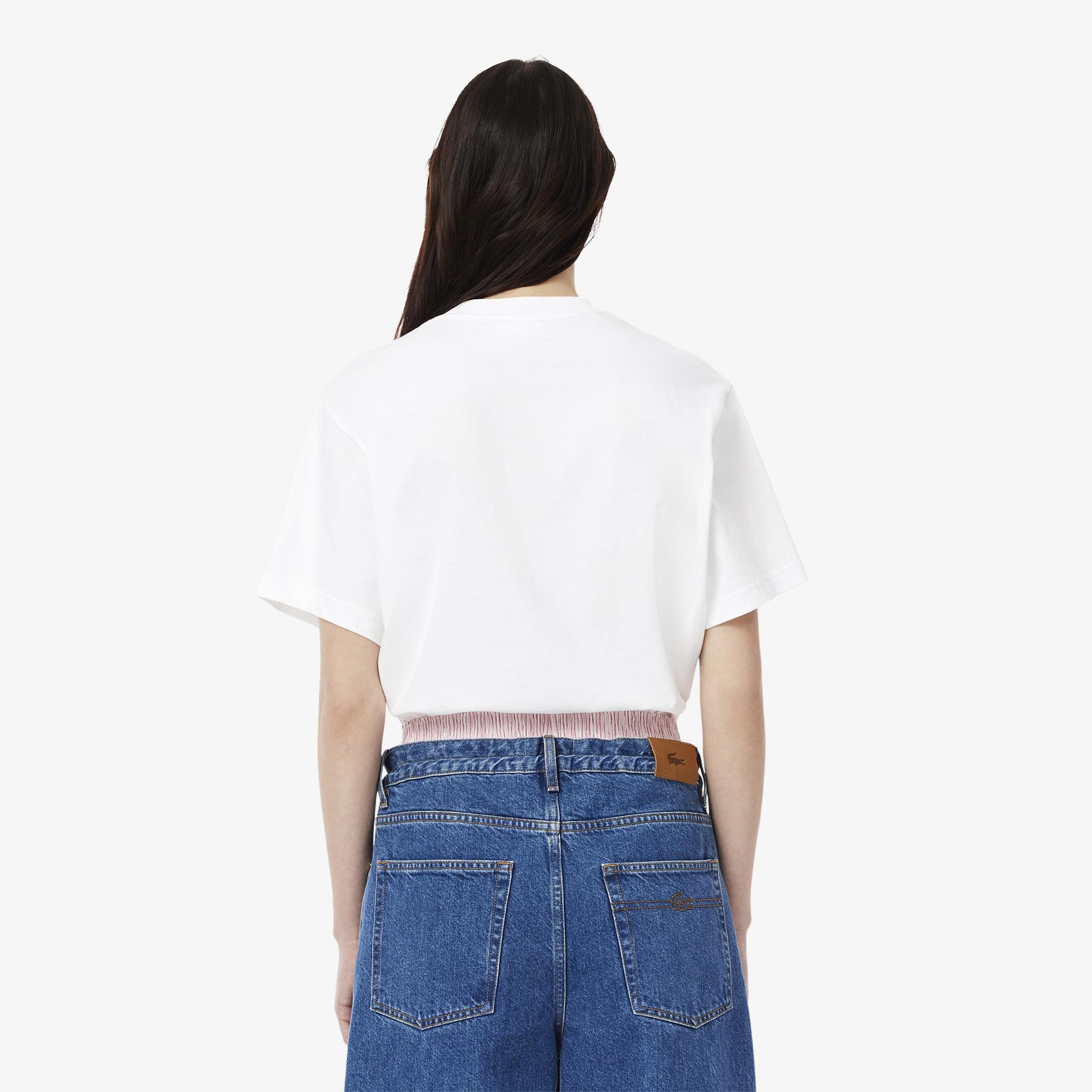 Kadın Oversize Fit Bisiklet Yaka Beyaz T-Shirt