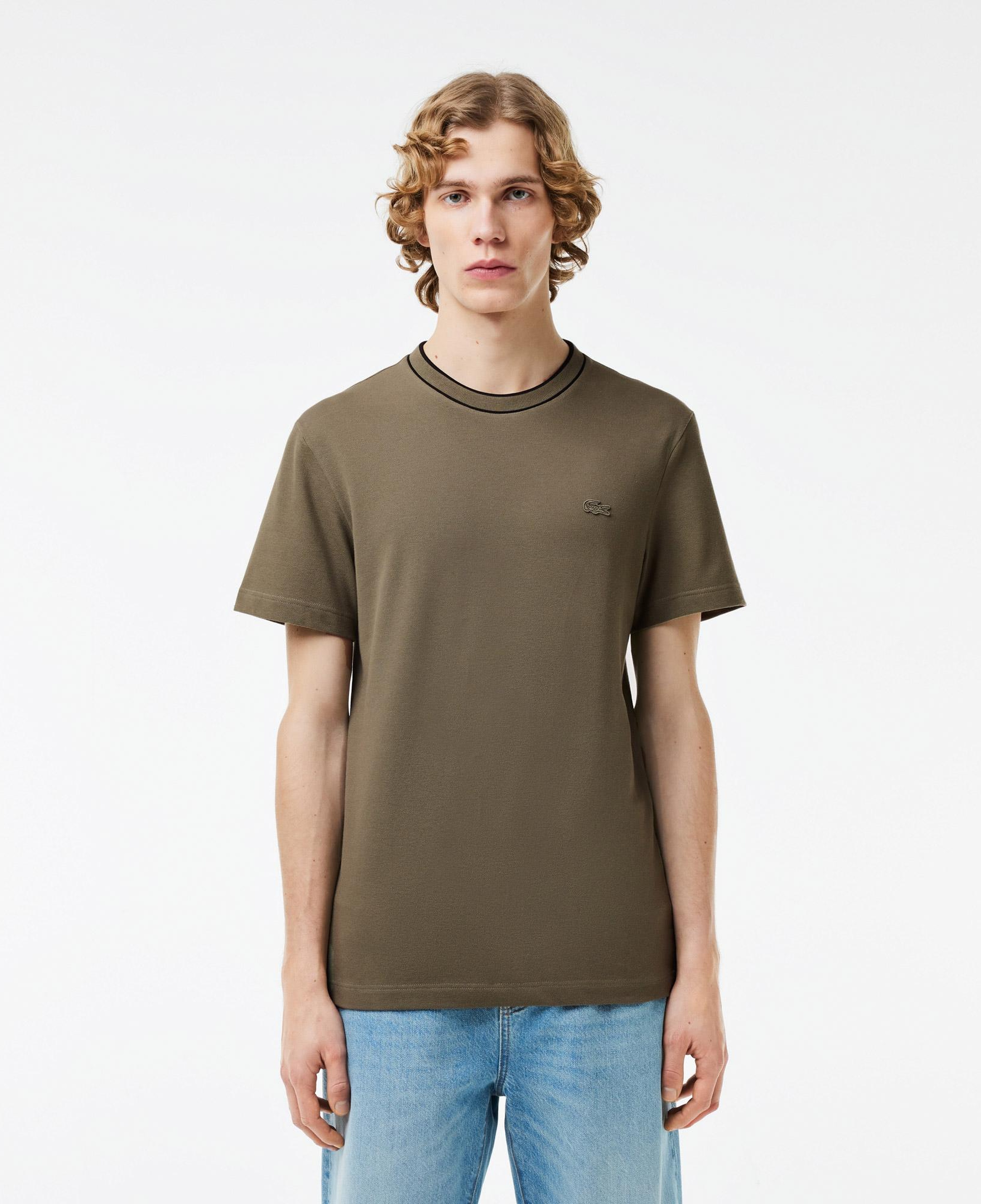 Erkek Regular Fit Bisiklet Yaka Haki T-Shirt