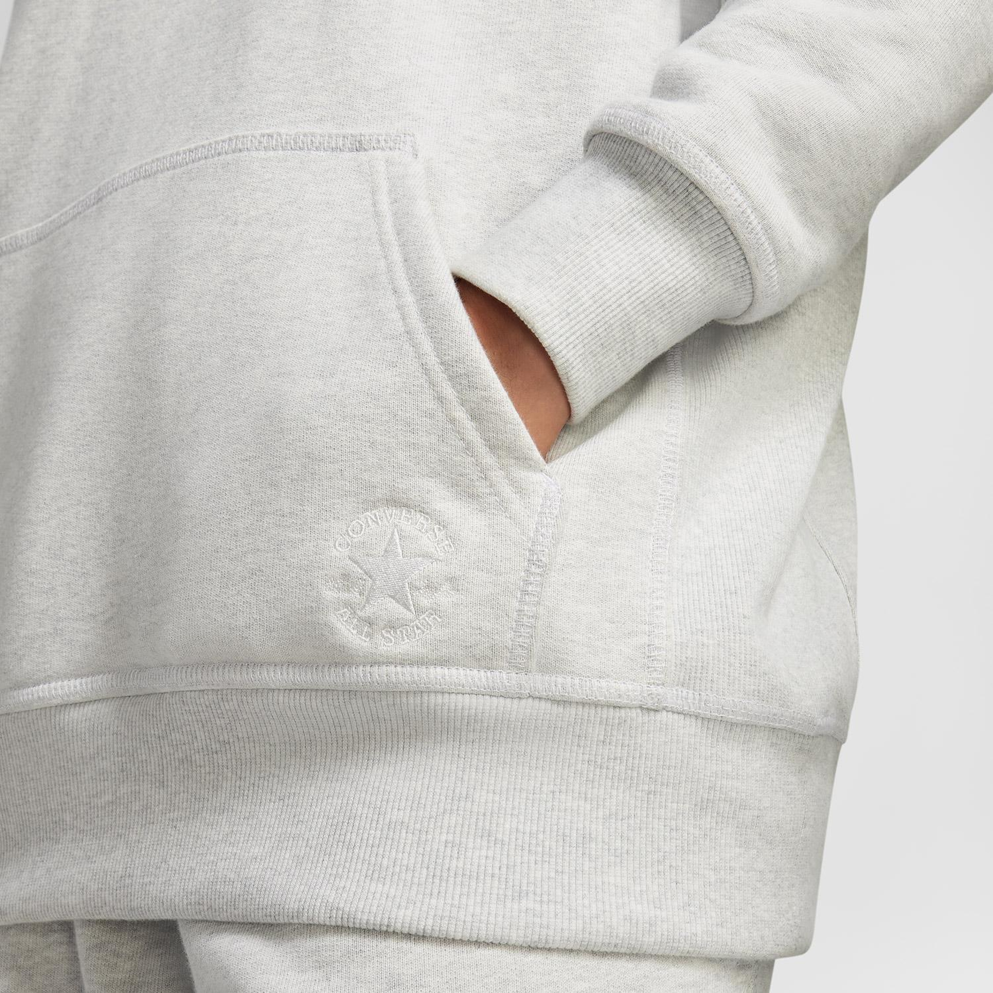 Converse Unisex Loose Fit Gri Hoodie