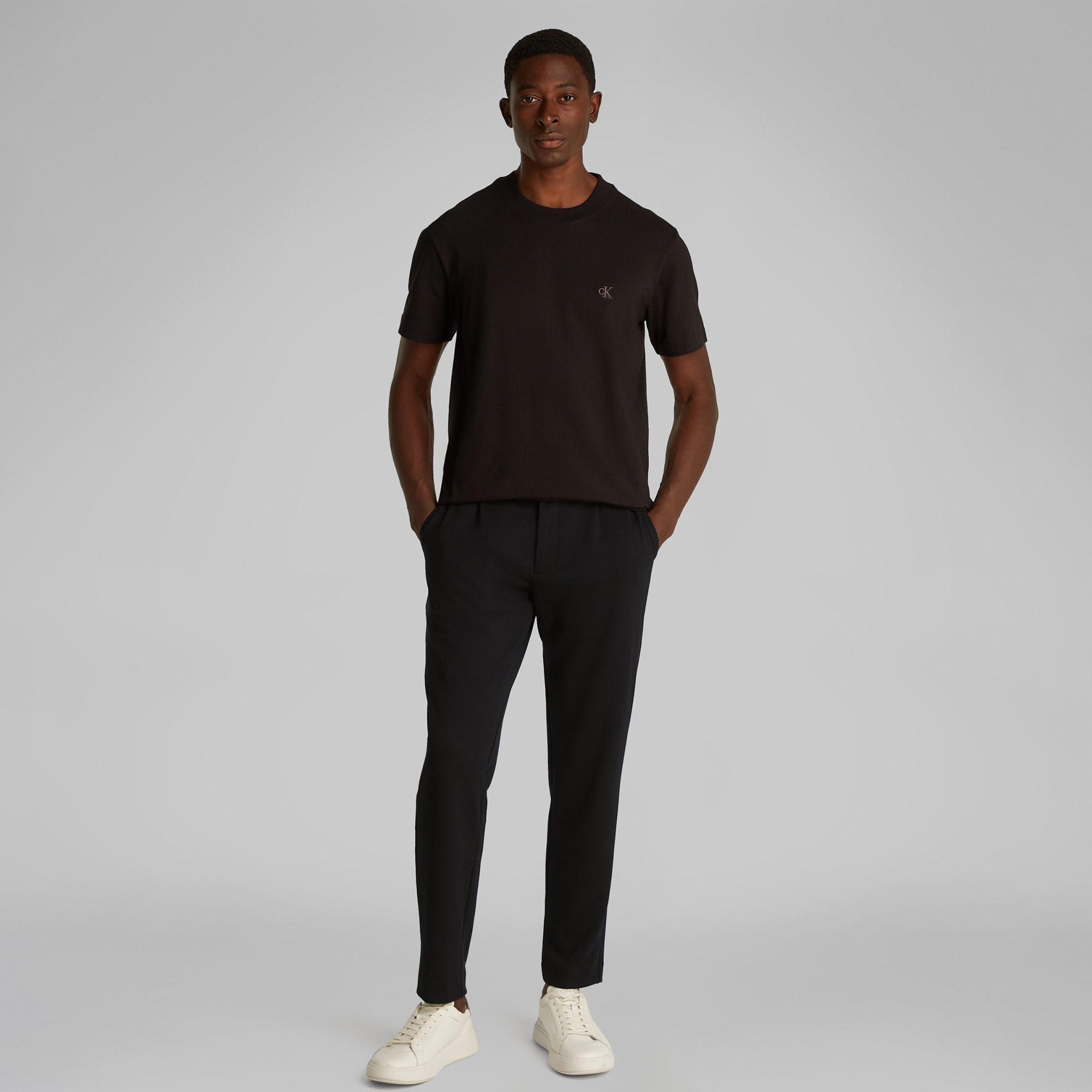 Calvin Klein Comfort Knit Tapered Pleat Erkek Siyah Pantolon