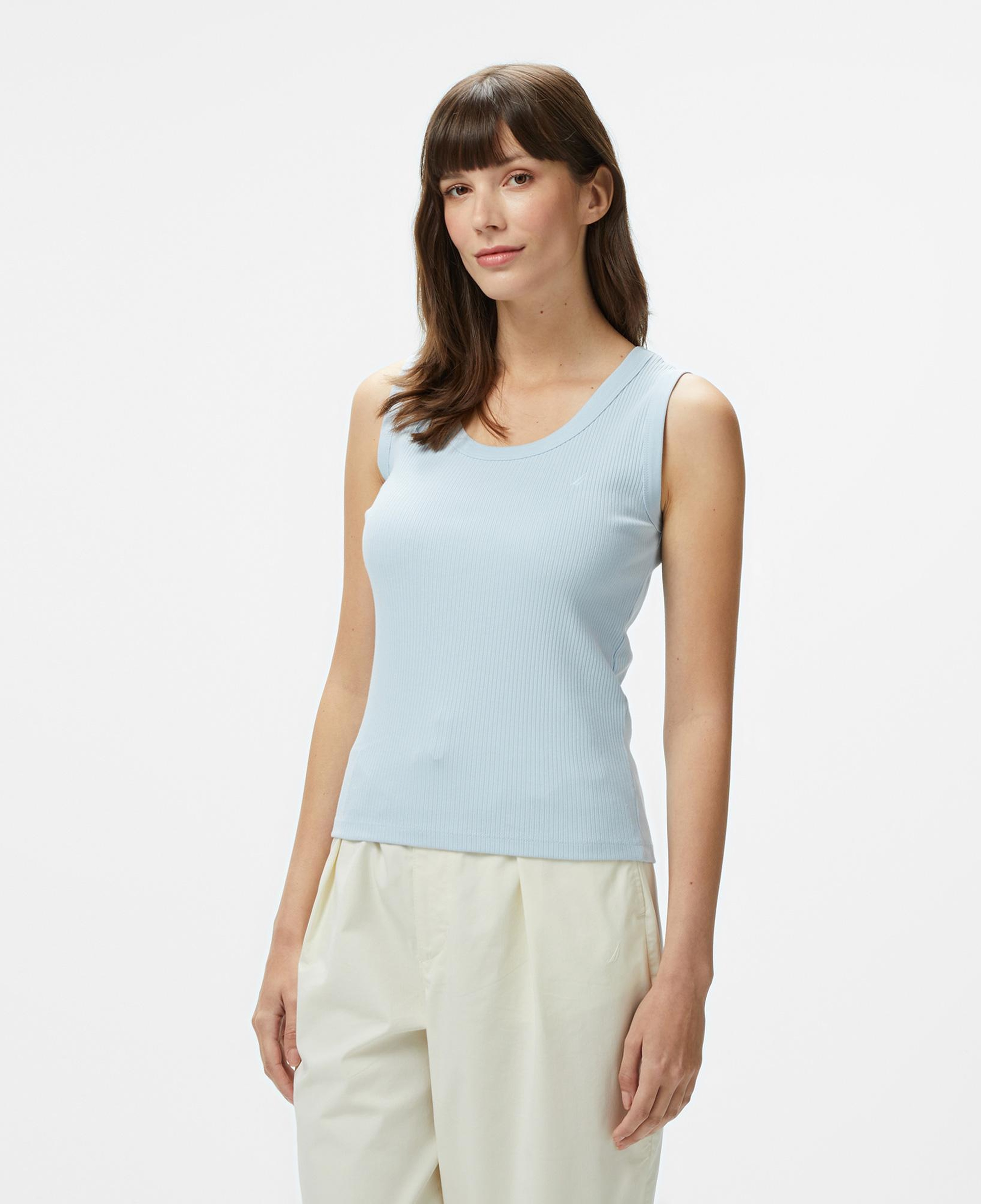 Nautica Kadın Mavi Slim Fit Kolsuz T-Shirt