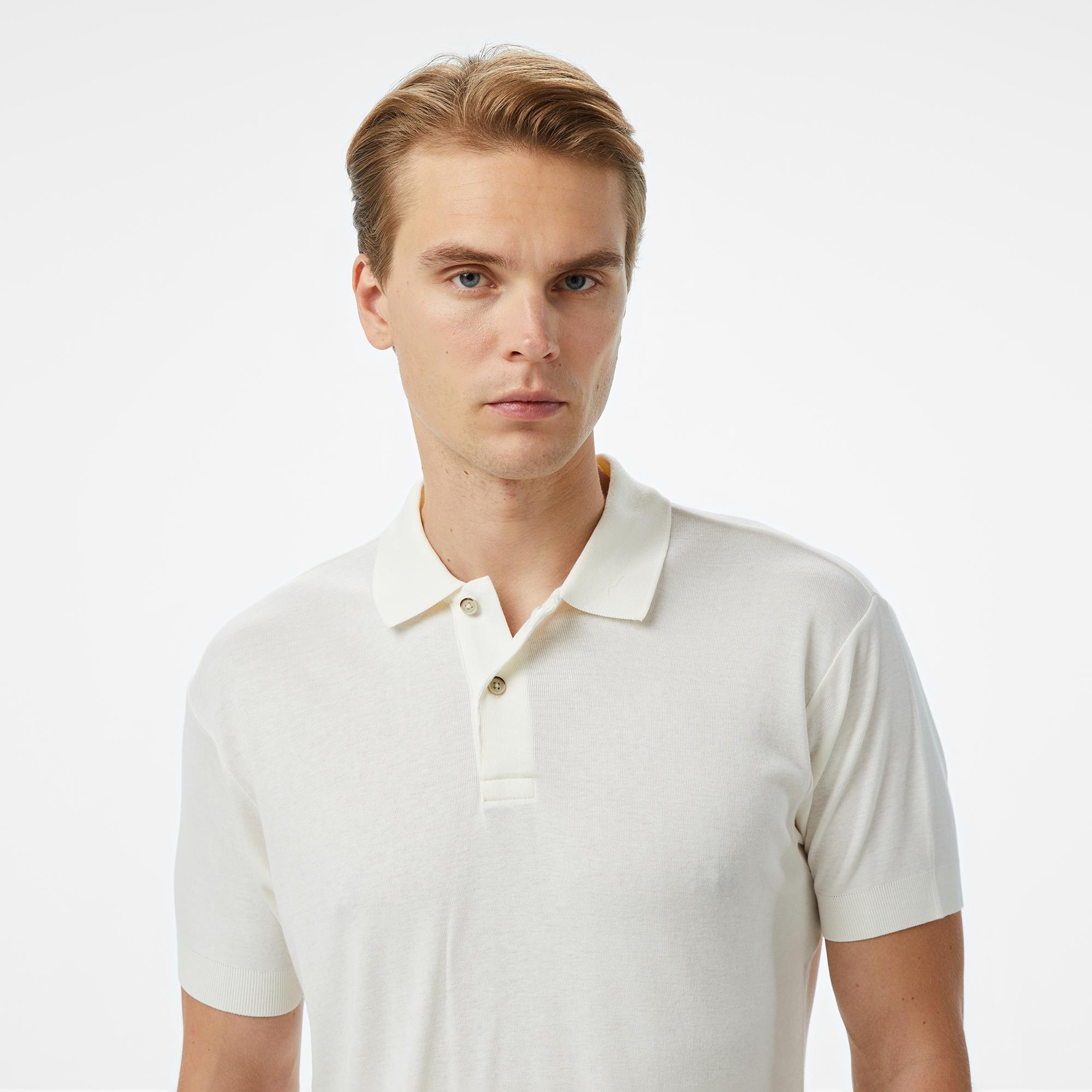 Nautica Erkek Ekru Classic Fit Modal Karışımlı Polo