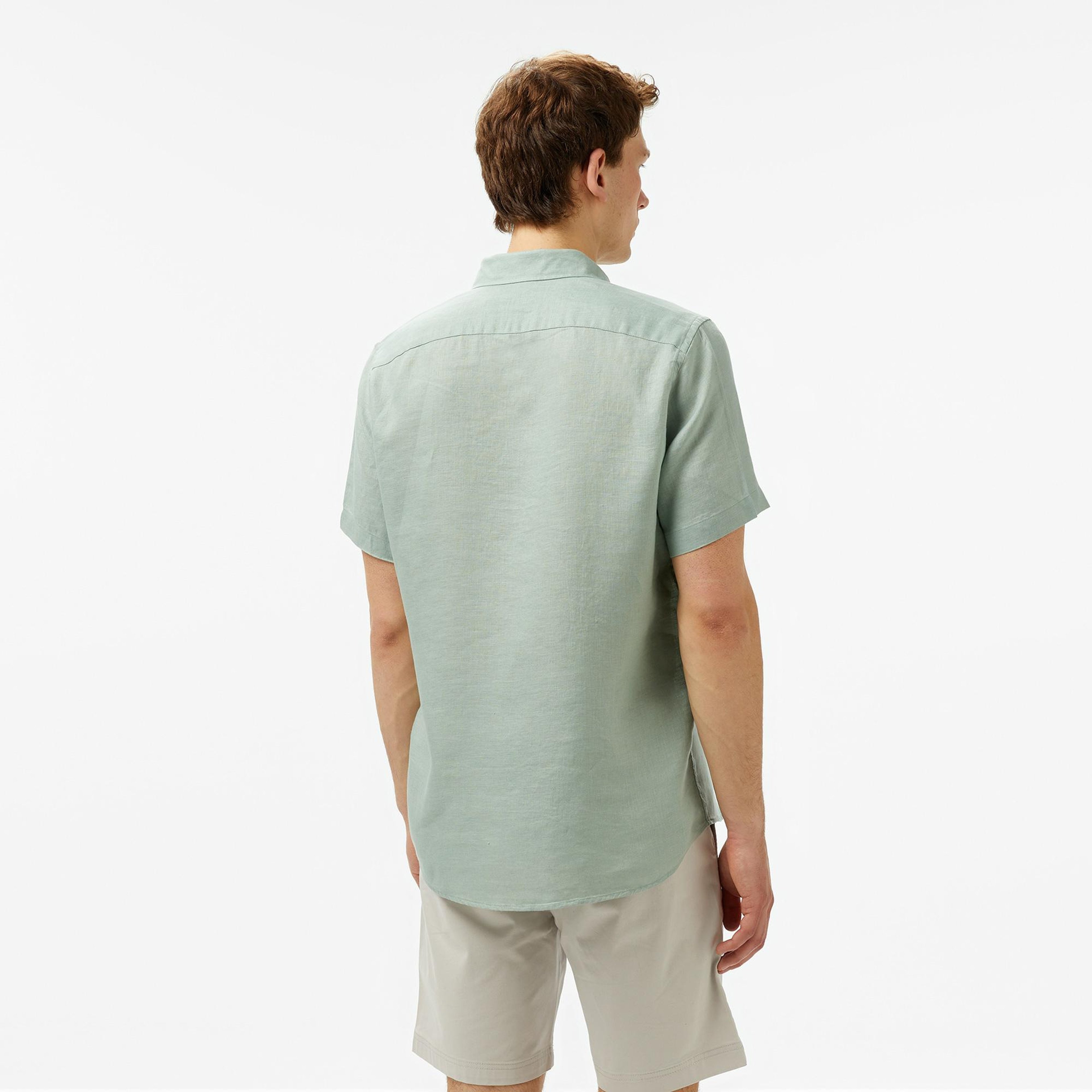 Nautica Erkek Yeşil Classic Fit Keten Gömlek