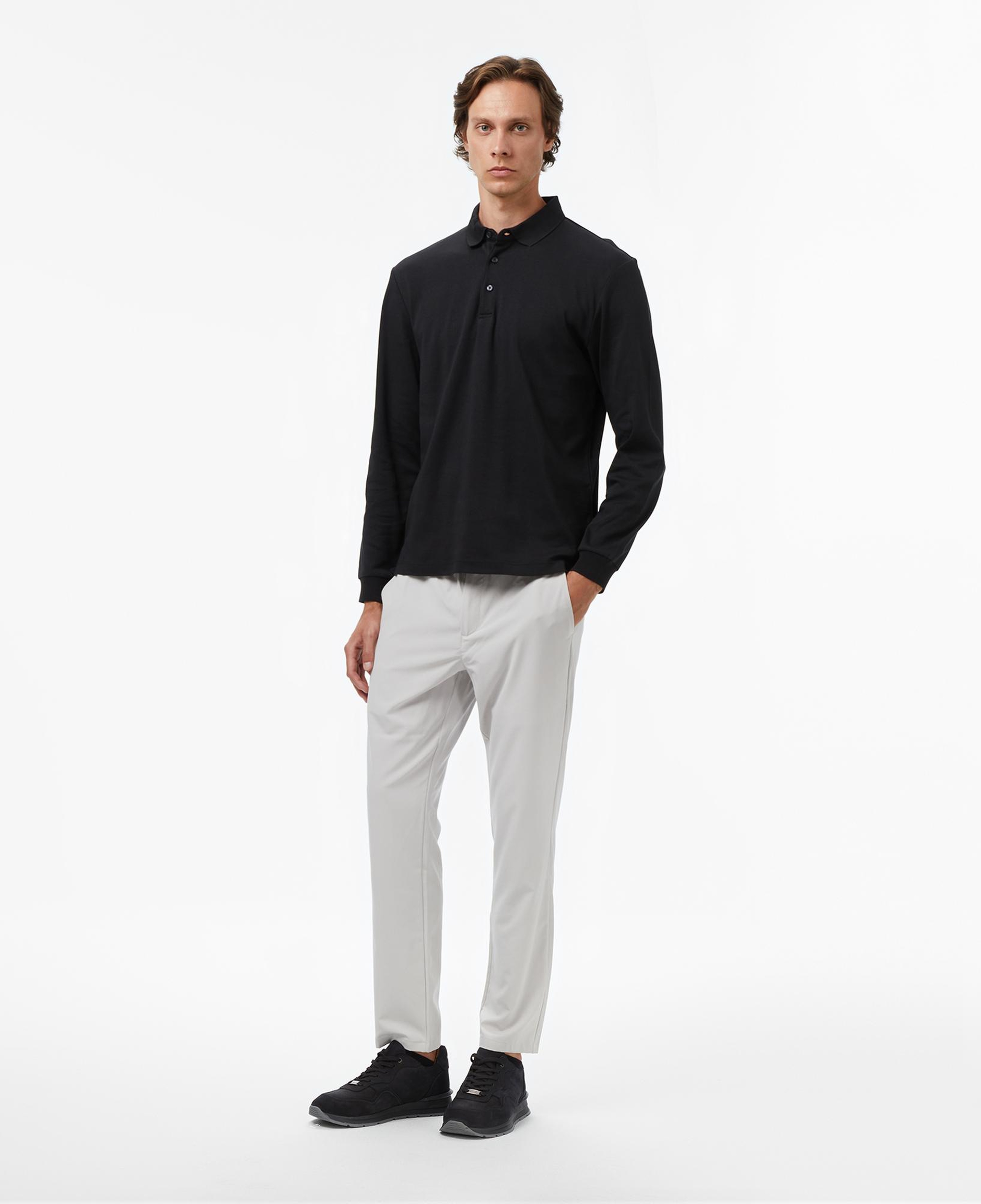 Nautica Erkek Siyah Classic Fit Uzun Kollu Polo