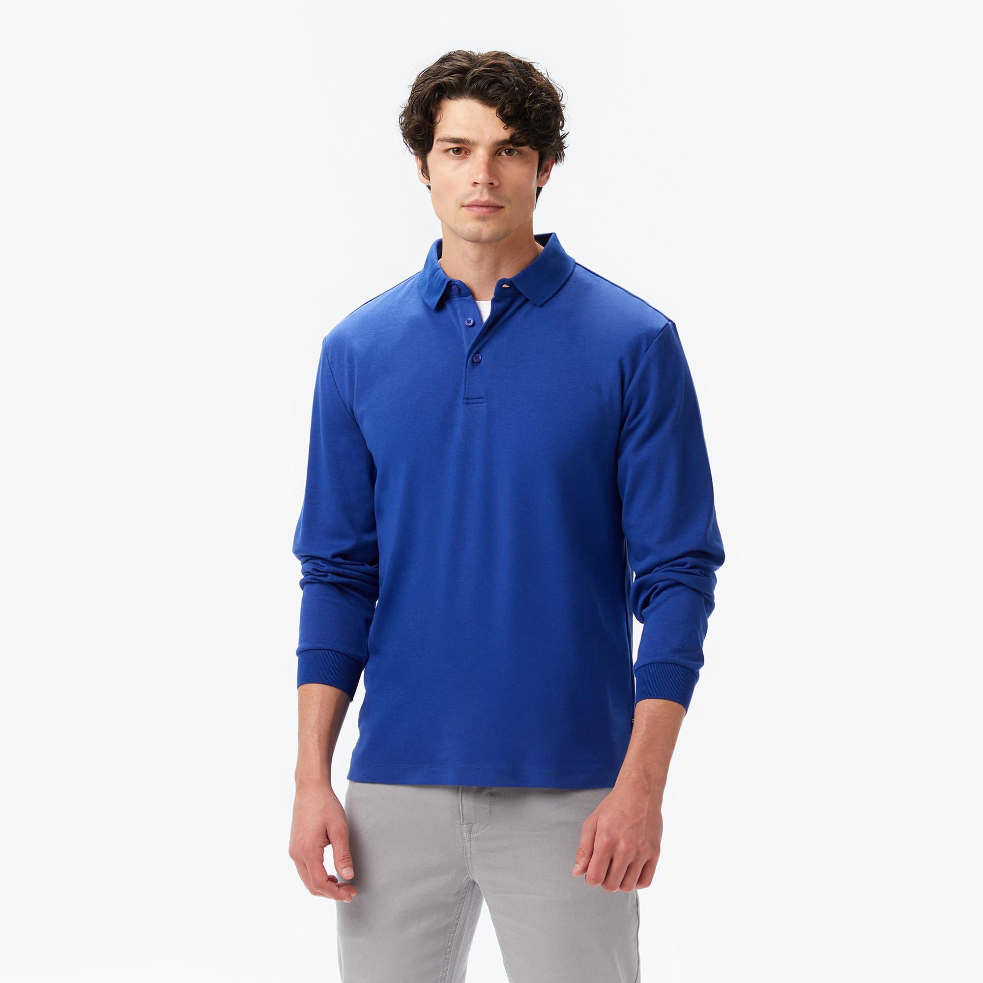 Nautica Erkek Mavi Classic Fit Uzun Kollu Polo Yaka T-Shirt