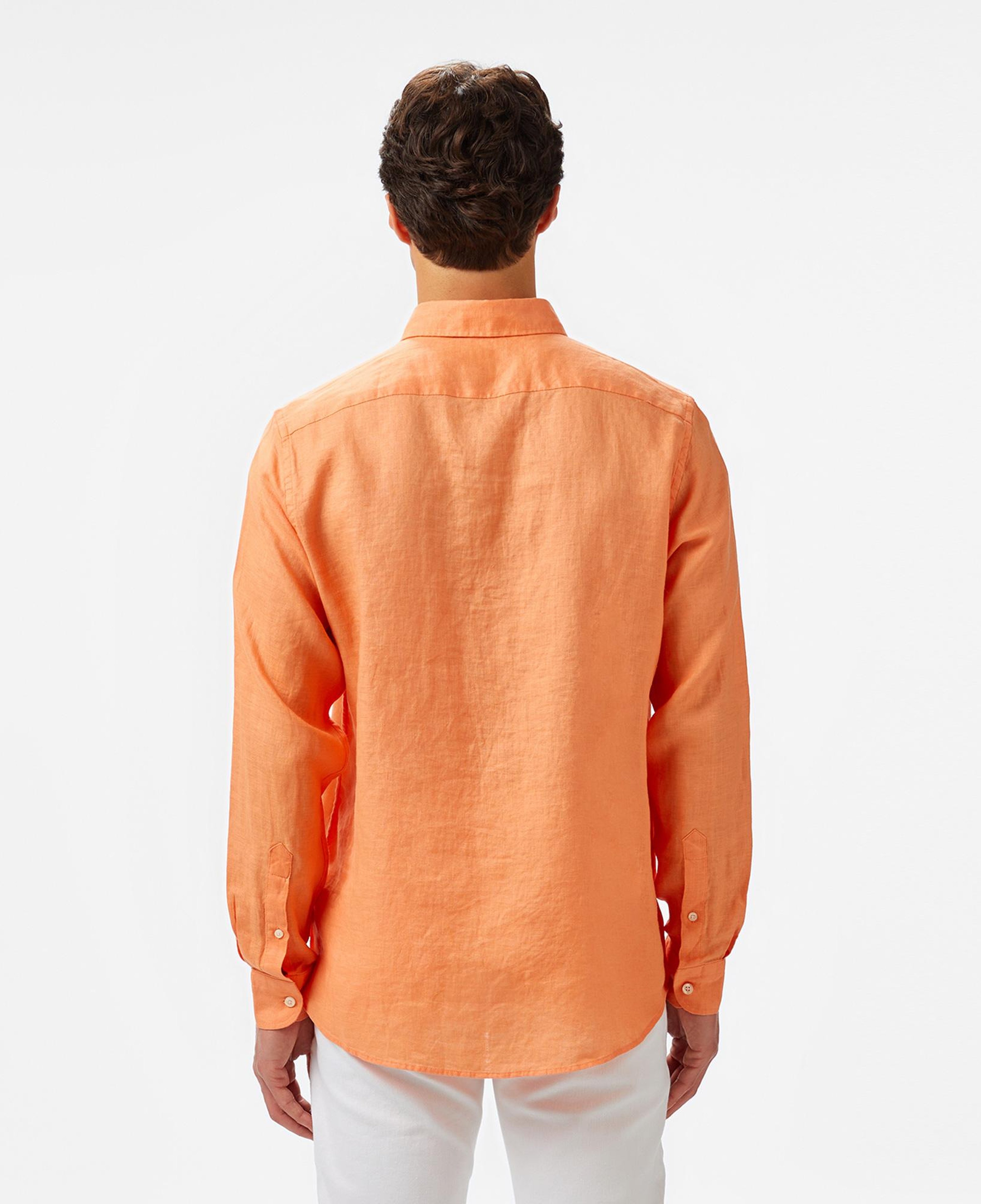 Nautica Erkek Turuncu Classic Fit Keten Gömlek