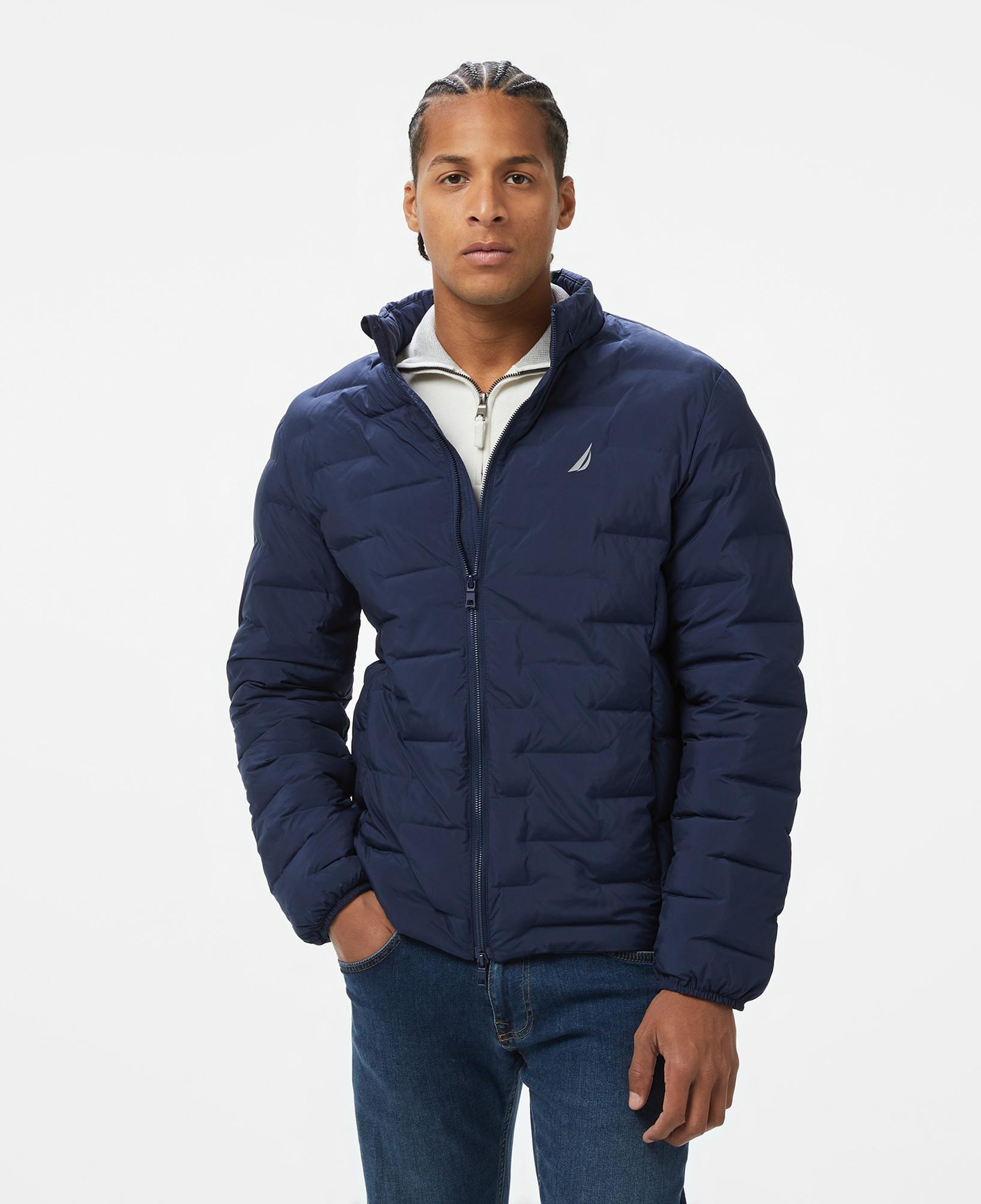 Nautica Erkek Lacivert Standart Fit Dik Yaka Mont