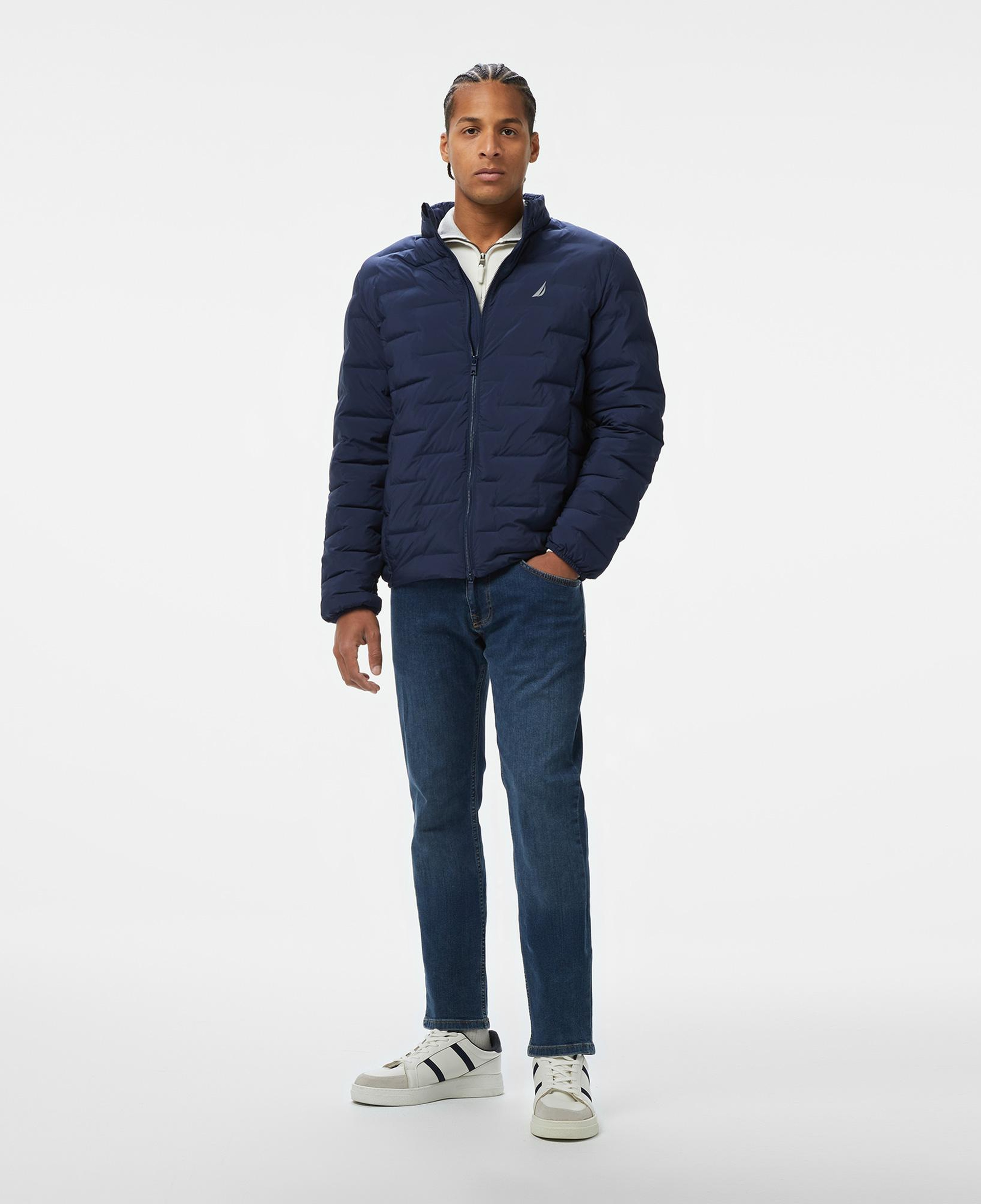 Nautica Erkek Lacivert Standart Fit Dik Yaka Mont